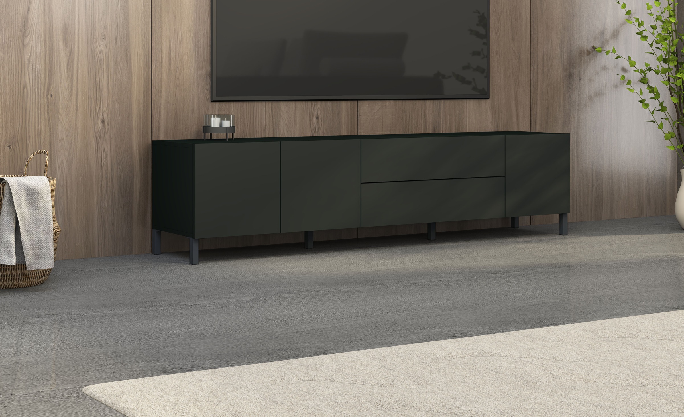borchardt Möbel Lowboard, Metallfüße, grifflose Optik