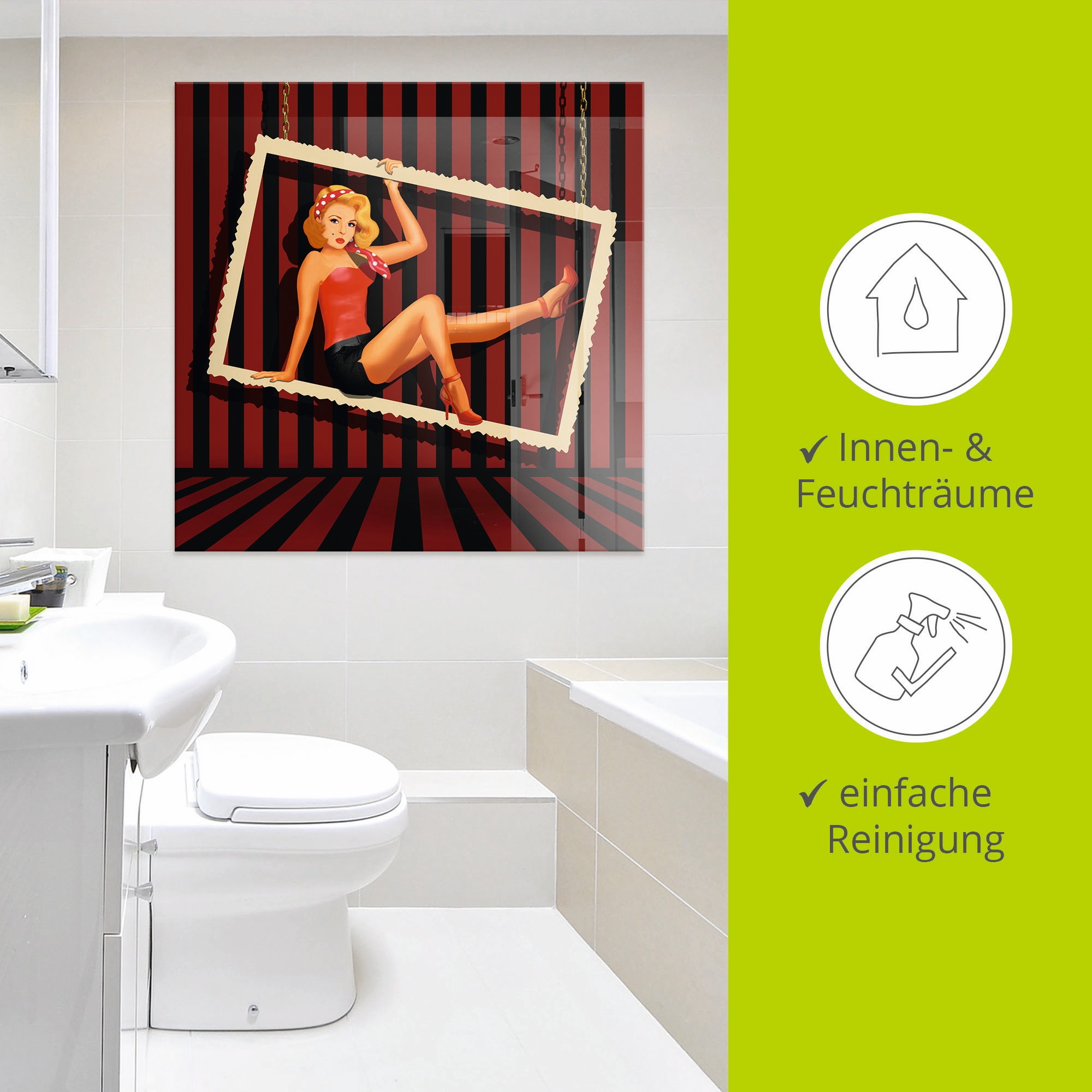 Artland Glasbild »Schönheit aus den 50er Jahren«, Frau, (1 St.), in verschiedenen Größen