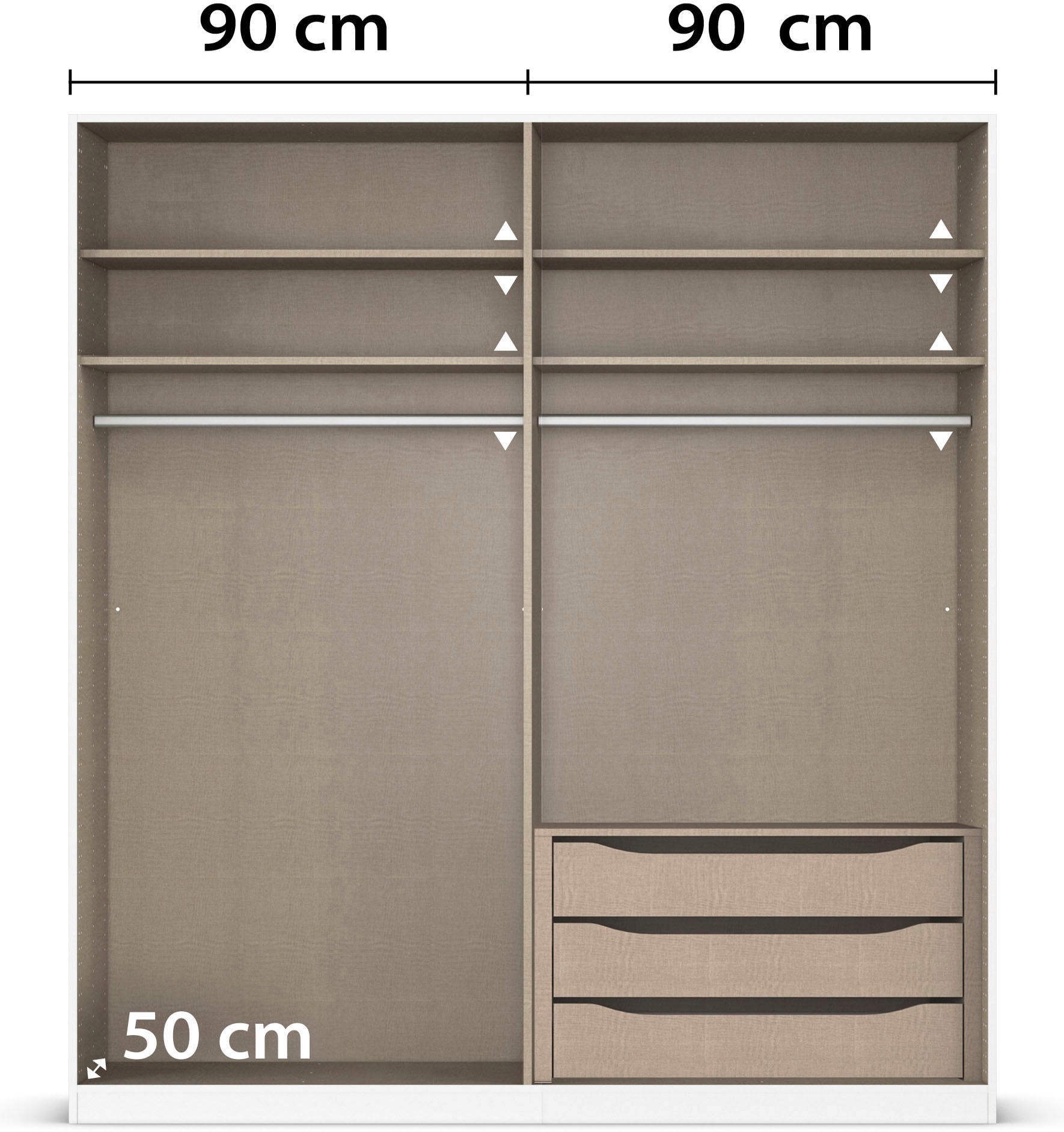 rauch Kleiderschrank »Drehtürenschrank Schrank Garderobe Wäscheschrank Schlafzimmer AVOLA«, (in 3 verschiedenen Ausstattungen BASIC/CLASSIC/PREMIUM), mit hochwertigen Stangengriffen in Schwarz aus Metall MADE IN GERMANY