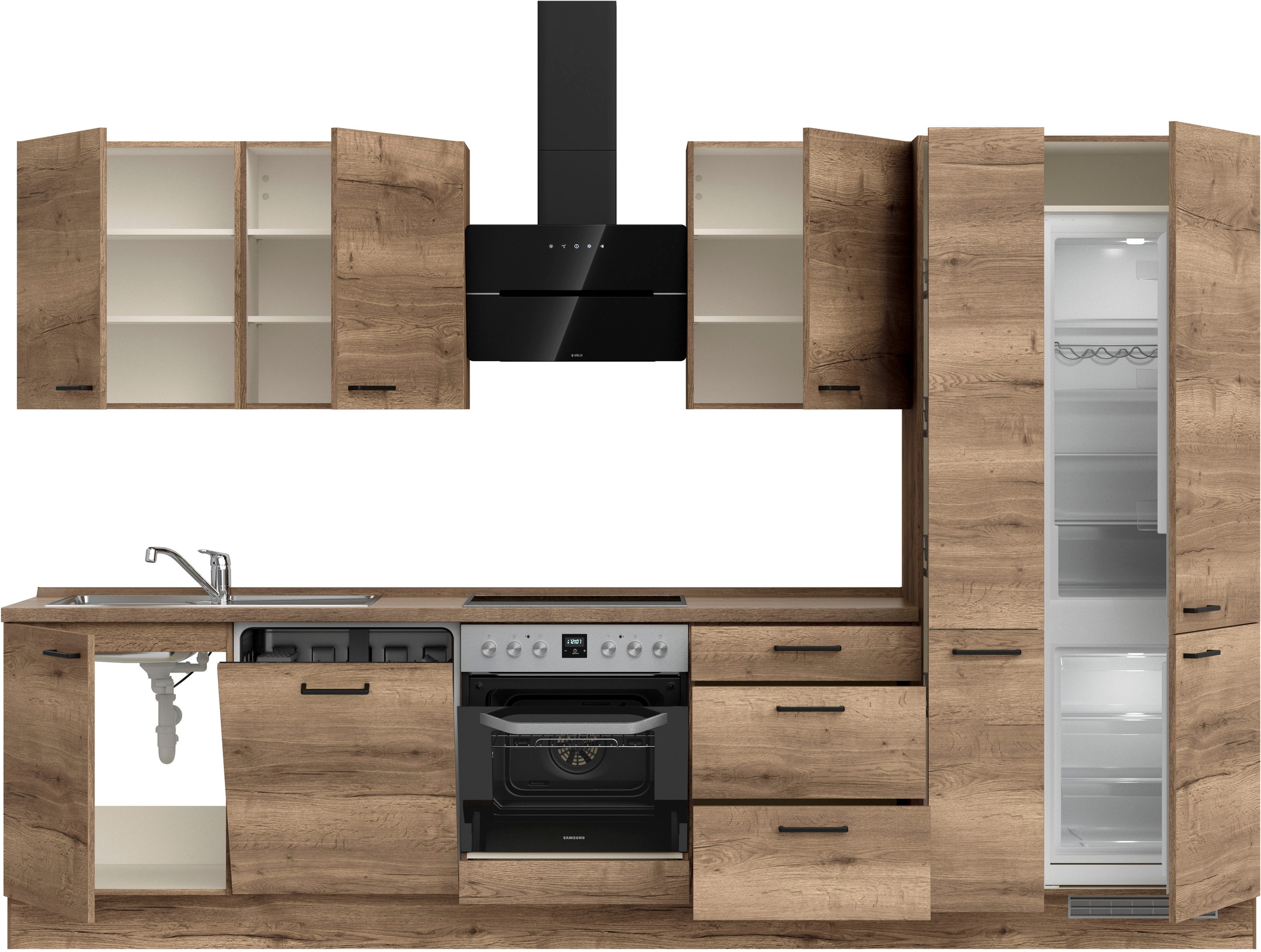 nobilia® Küchenzeile »"Structura II"«, vormontiert, Ausrichtung wählbar, Breite 330 cm, wahlw. mit E-Geräten