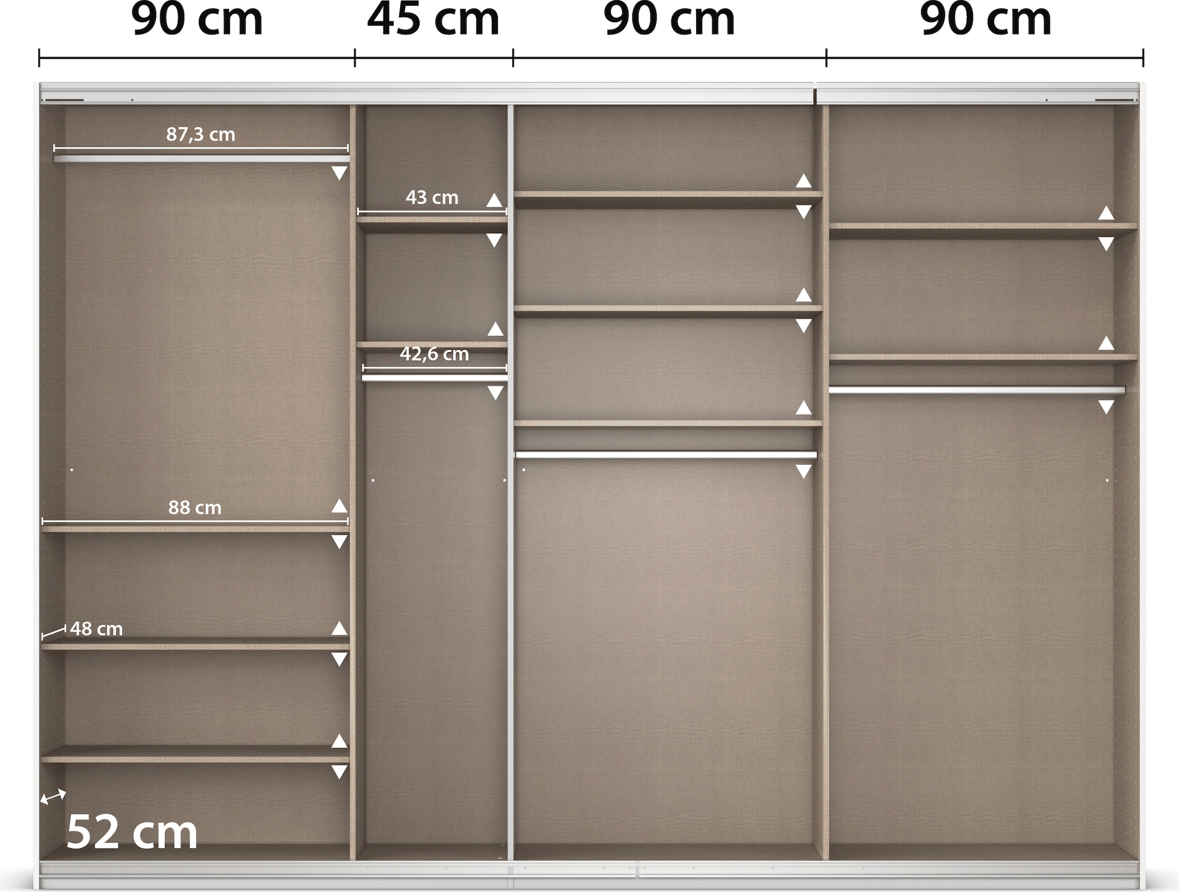 rauch Schwebetürenschrank »Kleiderschrank Schrank Garderobe AGORDO mit Dekor- oder Hochglanzfront«, durchdachte Innenausstattung, in 4 Breiten und 2 Höhen MADE IN GERMANY