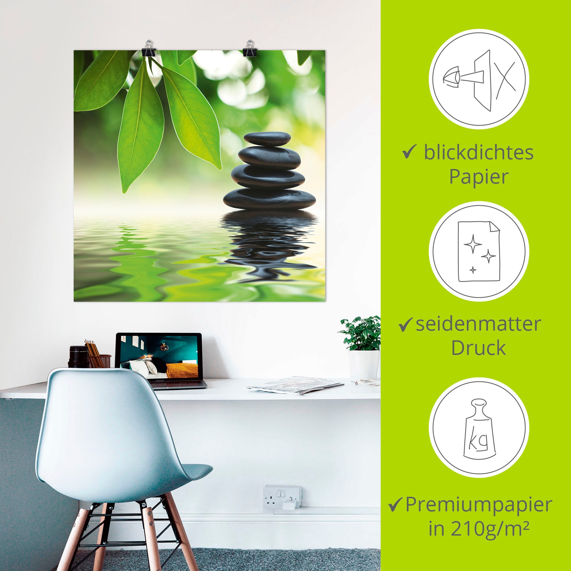 Artland Wandbild »Zen Steinpyramide auf Wasseroberfläche«, Zen, (1 St.), als Leinwandbild, Poster, Wandaufkleber in verschied. Größen