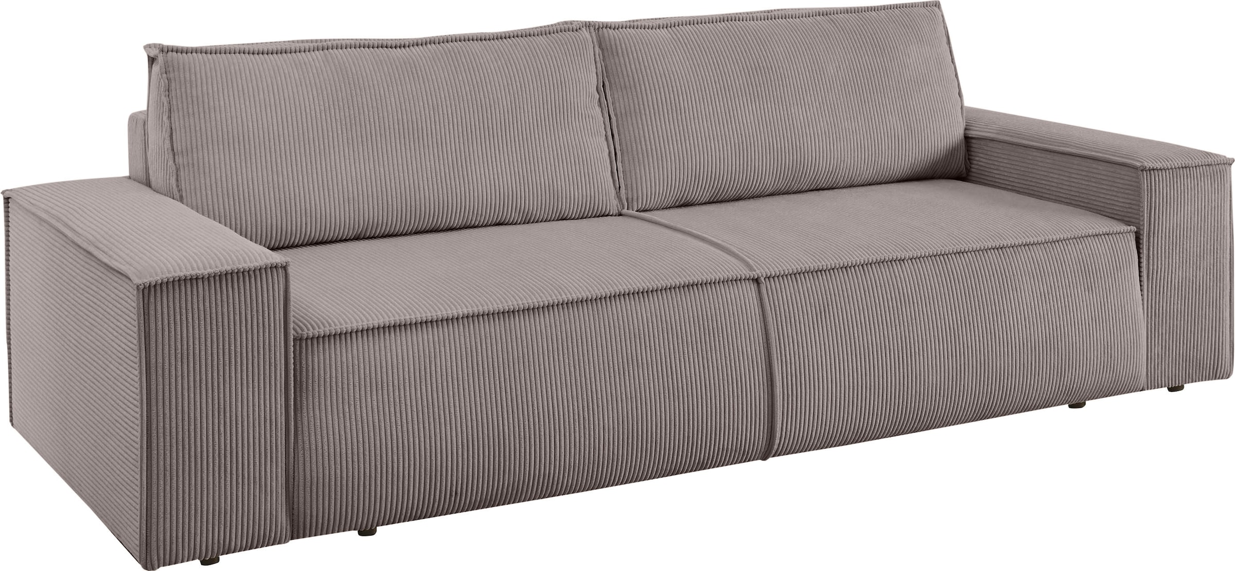 Home affaire 3-Sitzer »SHERWOOD Schlafsofa (257cm) Cord, Samtvelours, Vintage-Lederoptik«, Schlaffunktion mit Bettkasten (ca. 136/200cm)