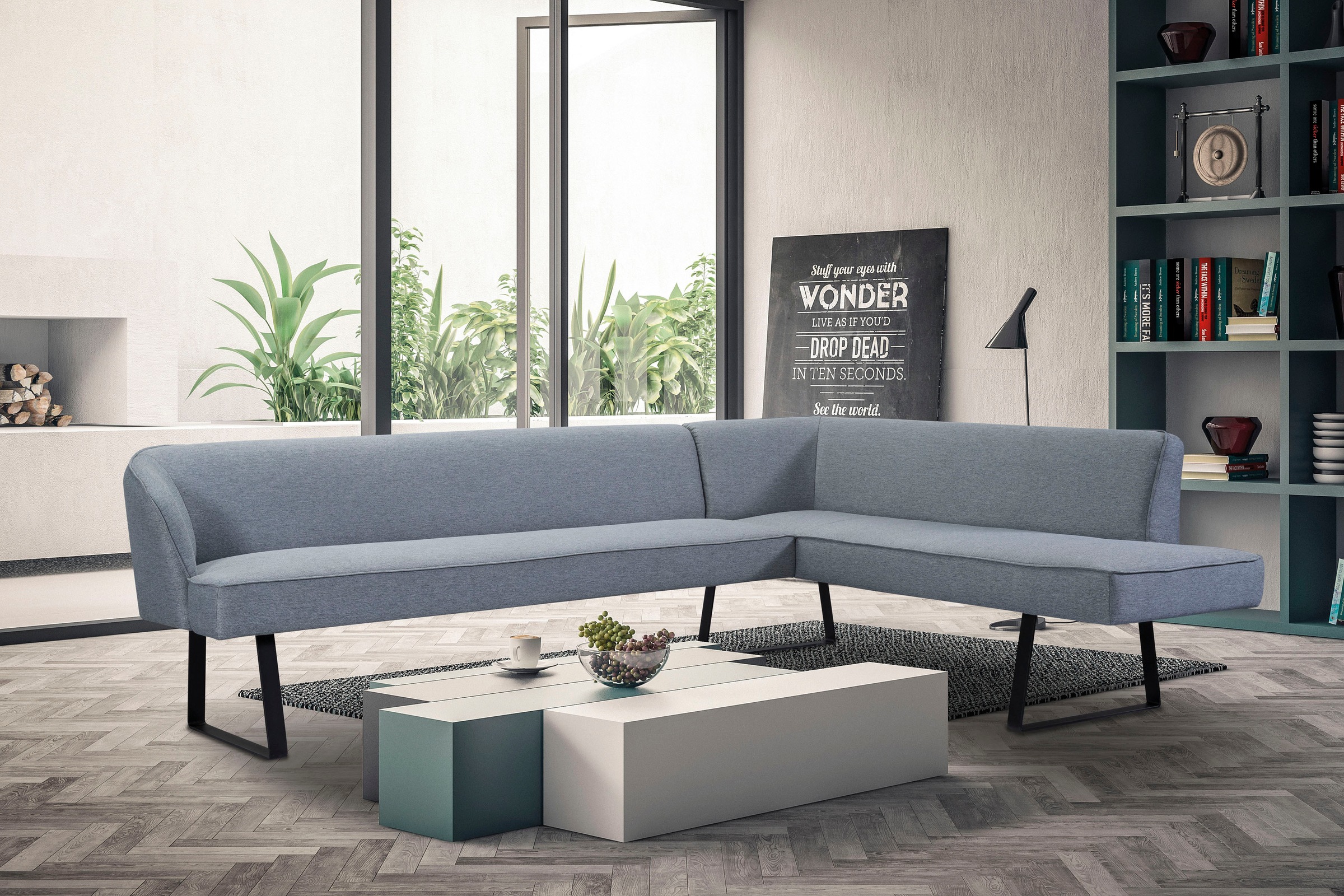 exxpo - sofa kaufen Qualitäten Eckbank in Rechnung Metallfüßen, Bezug fashion mit Keder verschiedenen auf und »Americano«