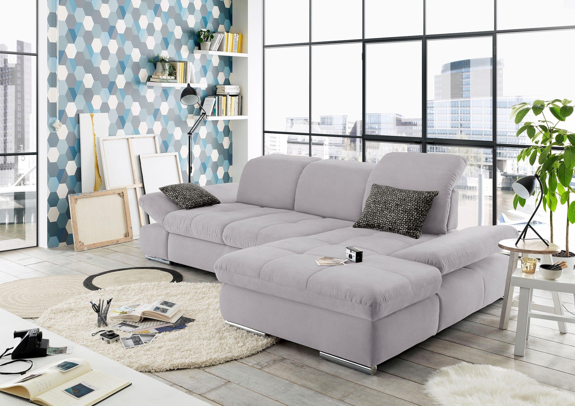 set one by Musterring Ecksofa »SO4100 V«, mit verstellbaren Kopfteilen, wah günstig online kaufen