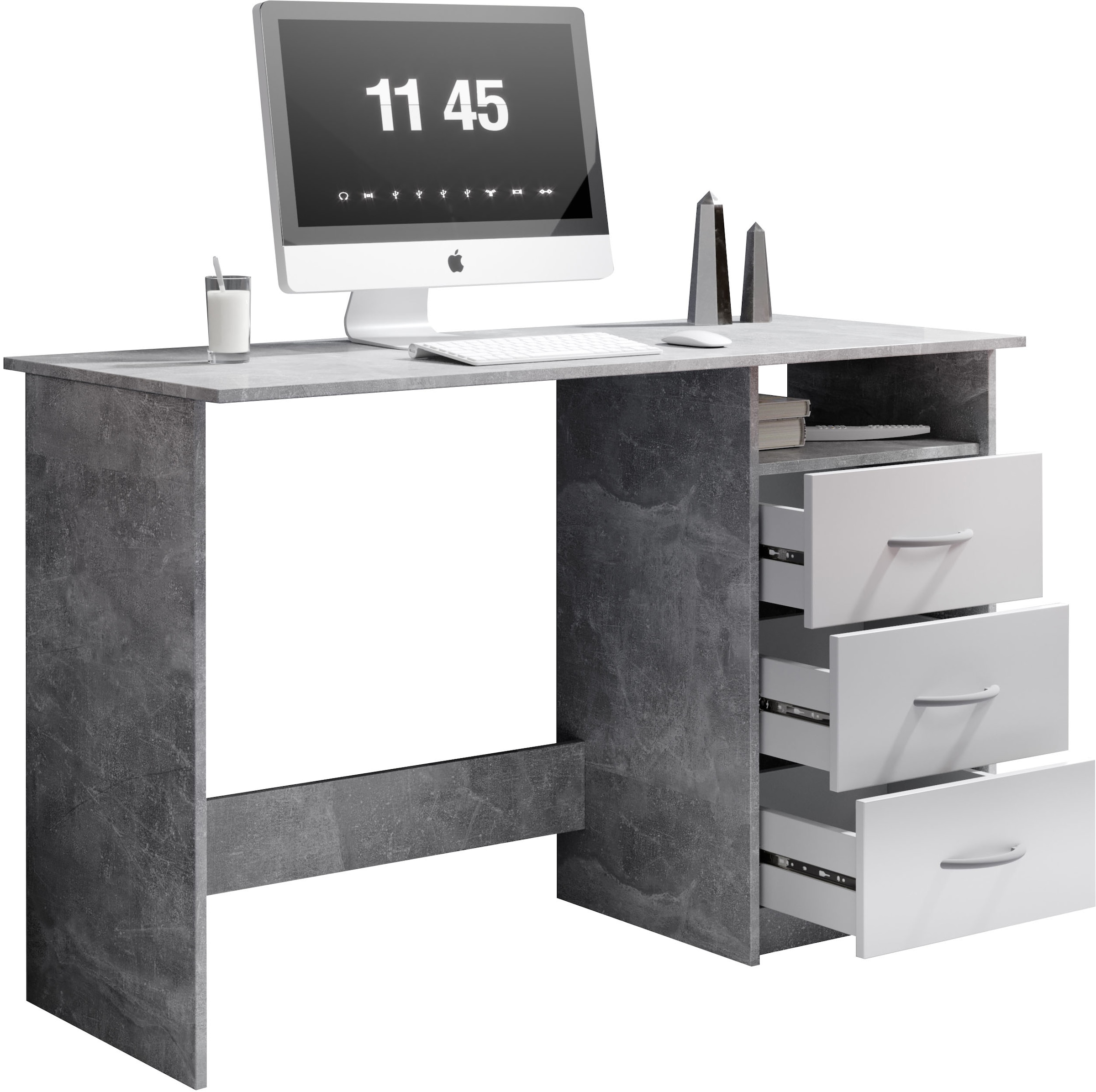 BEGA OFFICE Schreibtisch »Adria, Computertisch,«, Schubkästen rechts oder links montierbar, Breite 123 cm