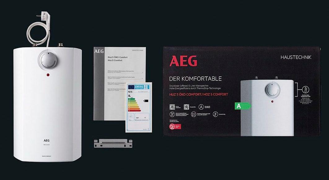 AEG Haustechnik Übertischspeicher »Hoz 5 Comfort«, Übertischboiler 5 Liter, Niederdruck, 2 kw, steckerfertig