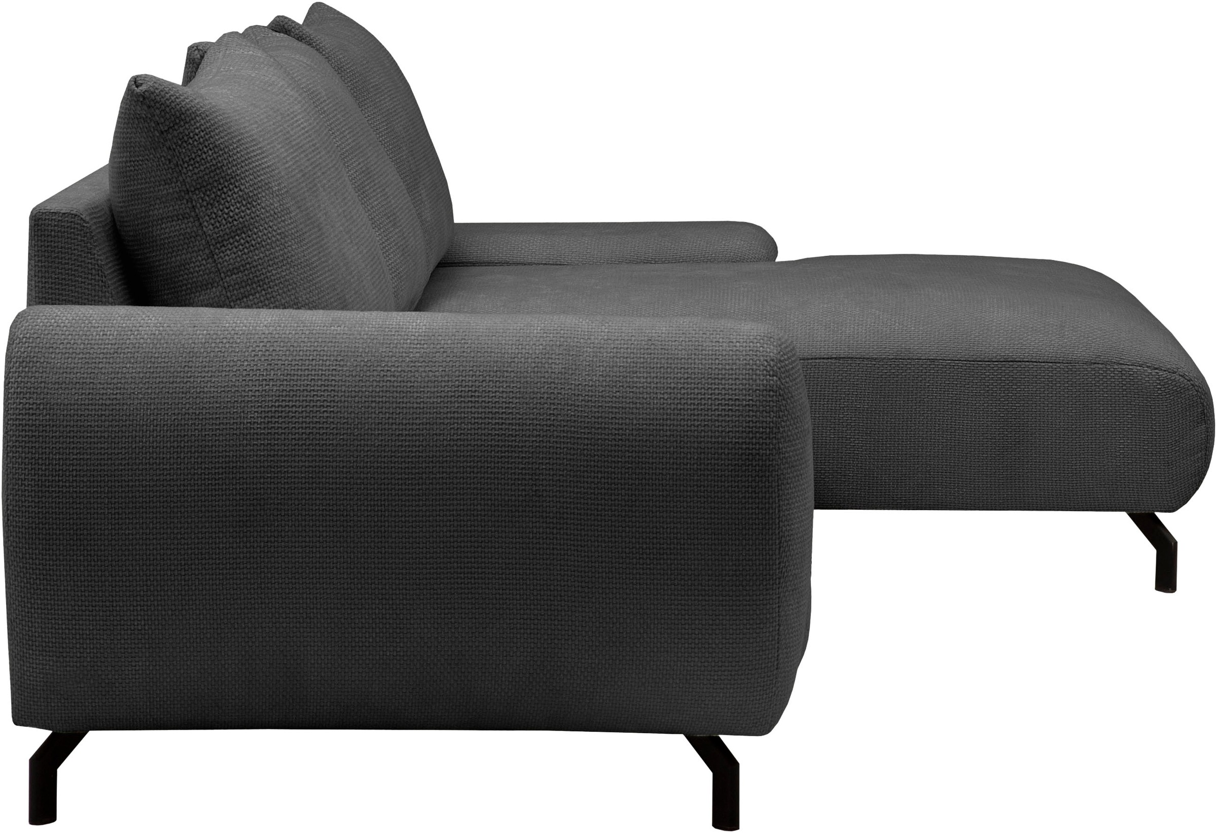 OTTO home Ecksofa »KELLIE, L-Form, 315 cm, verstellbare Armlehne, Metallfüße,« wahlweise Recamiere links o. rechts, Chenille-Stoff, hoher Sitzkomfort