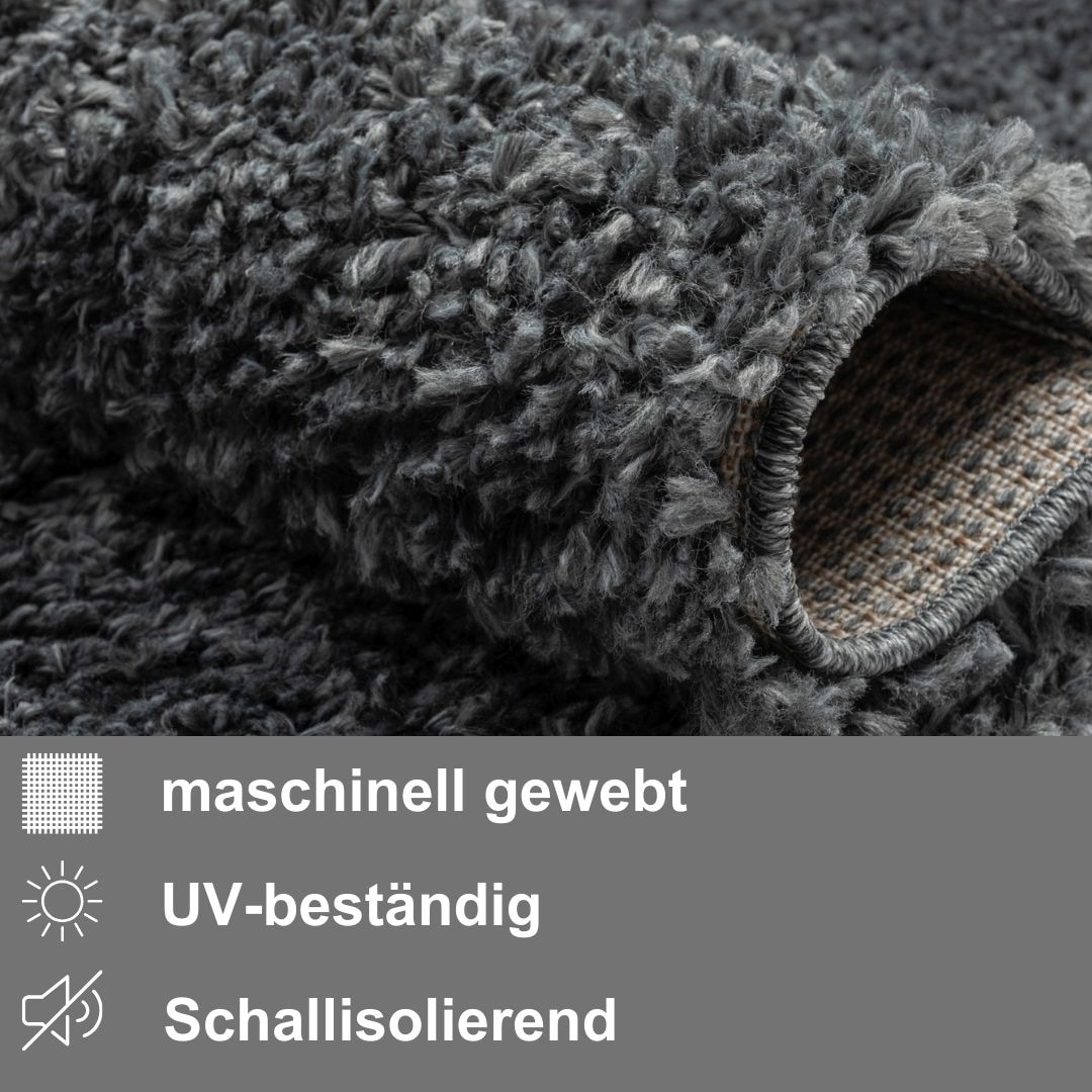 Myflair Möbel & Accessoires Hochflor-Teppich »My Shaggy«, rund, 37 mm Höhe, Shaggy, Uni Farben, leicht glänzend, Microfaser, extra flauschig
