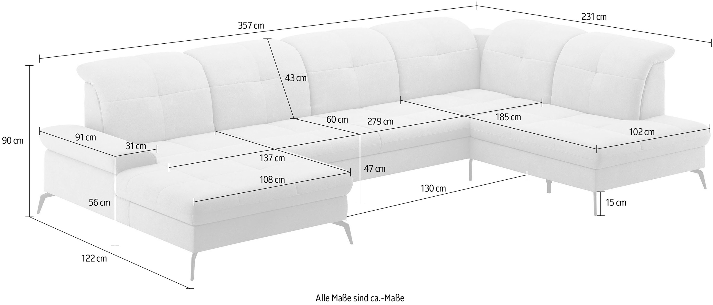 sit&more Wohnlandschaft »Amica«, inkl Sitztiefenverstellung und Armteilverstellung