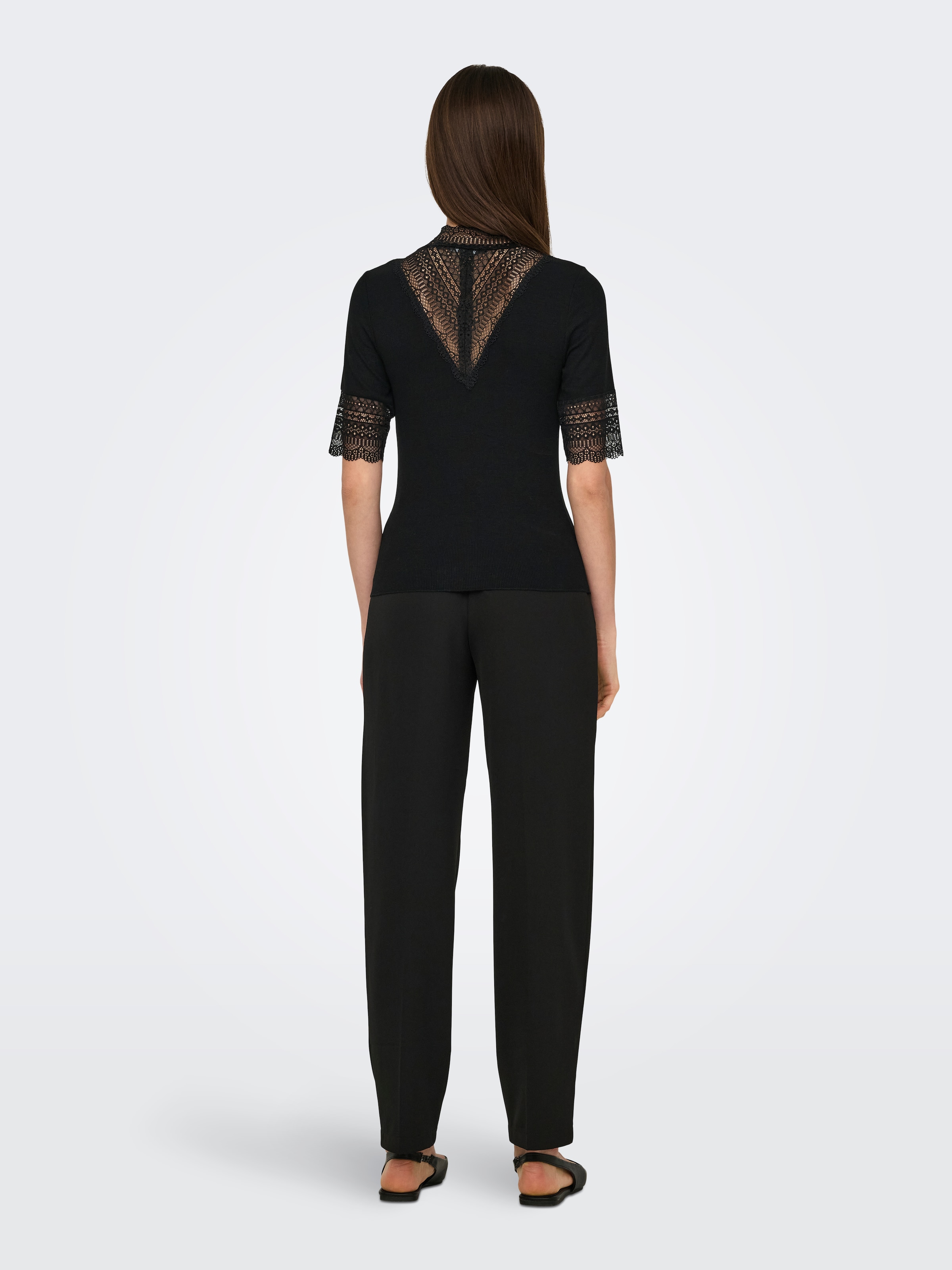 ONLY Spitzenshirt »ONLTILDE HIGHNECK S/S TOP JRS NOOS«