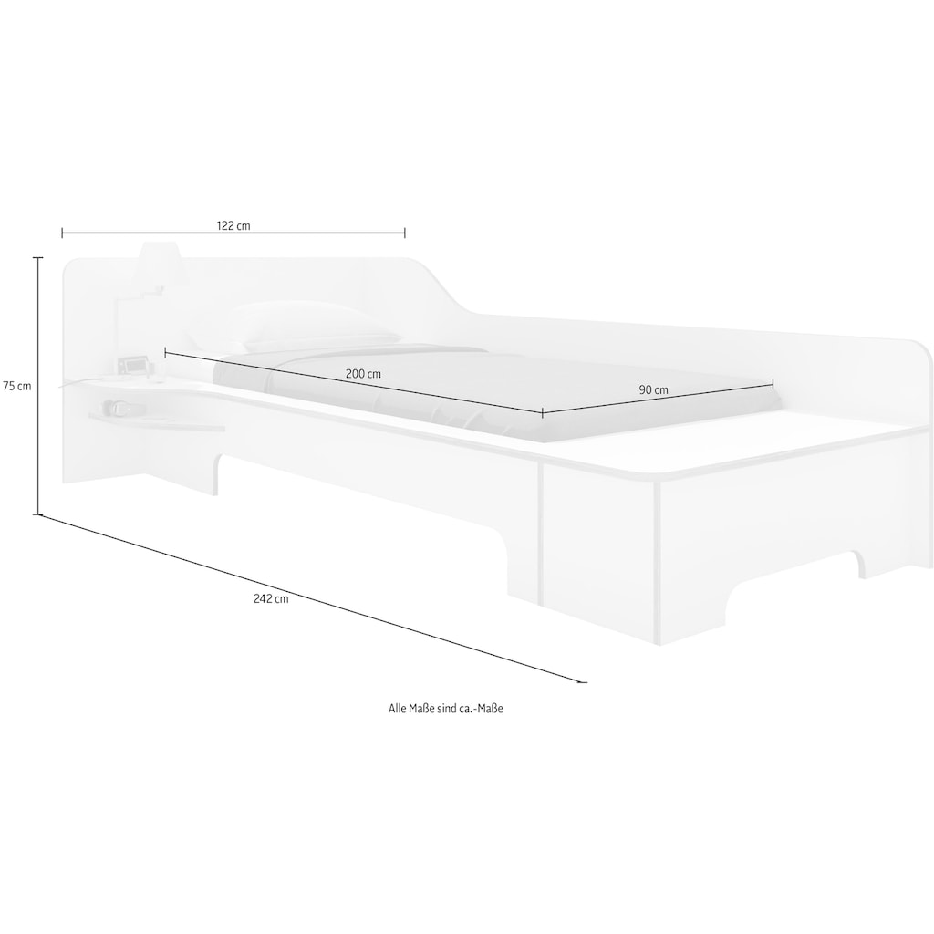 Müller SMALL LIVING Funktionsbett »PLANE«, aus Birkenschichtholz mit geschwungenem Seitenteil