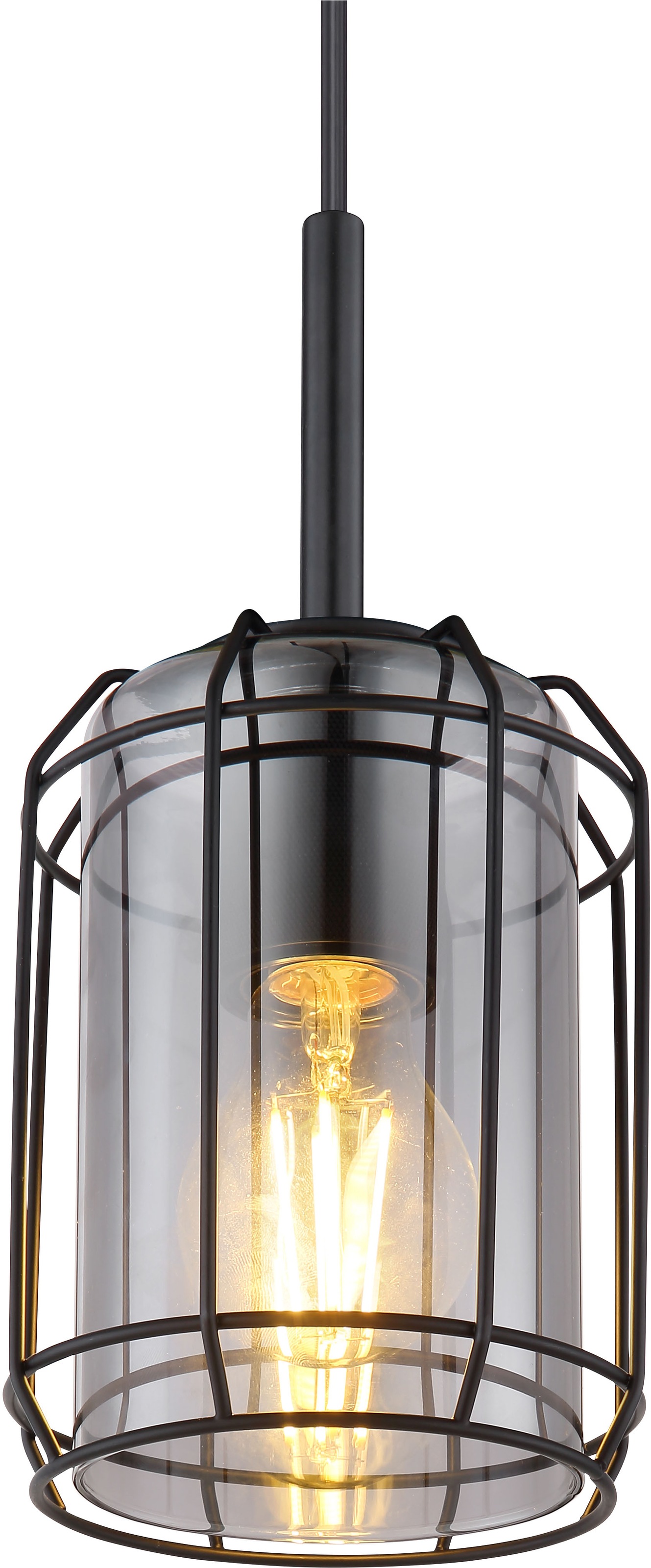 GLOBO LIGHTING Hängeleuchte »KAMMI«, Leuchtmittel E27 | ohne Leuchtmittel, Hängelampe/Pendelleuchte/Glas rauchfarben/Metall/Wohnzimmer/Esszimmer