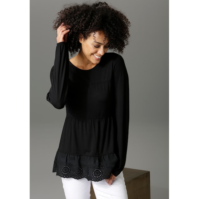 Aniston CASUAL Shirtbluse, mit hochwertiger Spitze am Saum online kaufen