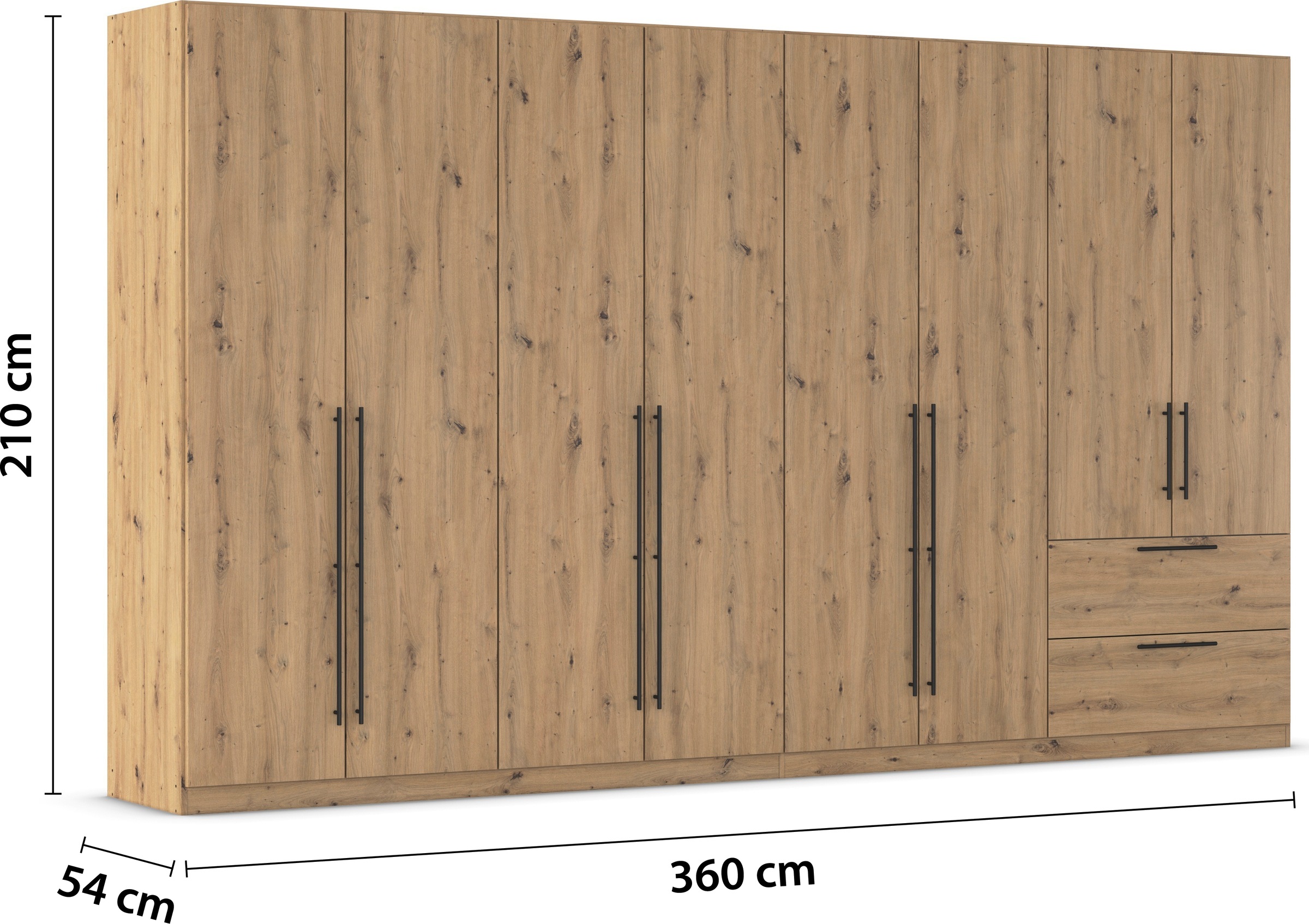 rauch Kleiderschrank »Drehtürenschrank Schrank Garderobe Wäscheschrank Schlafzimmer AVOLA«, (in 3 verschiedenen Ausstattungen BASIC/CLASSIC/PREMIUM), mit hochwertigen Stangengriffen aus Metall in Schwarz MADE IN GERMANY