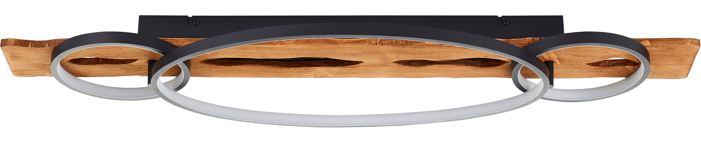 Brilliant LED Deckenleuchte »Pirus« LED-Modul 1 Stk. Warmweiß 90 x 30 cm, 4600 lm, 3000 K, 3-Stufen dimmbar, Holz/Metall, schwarz