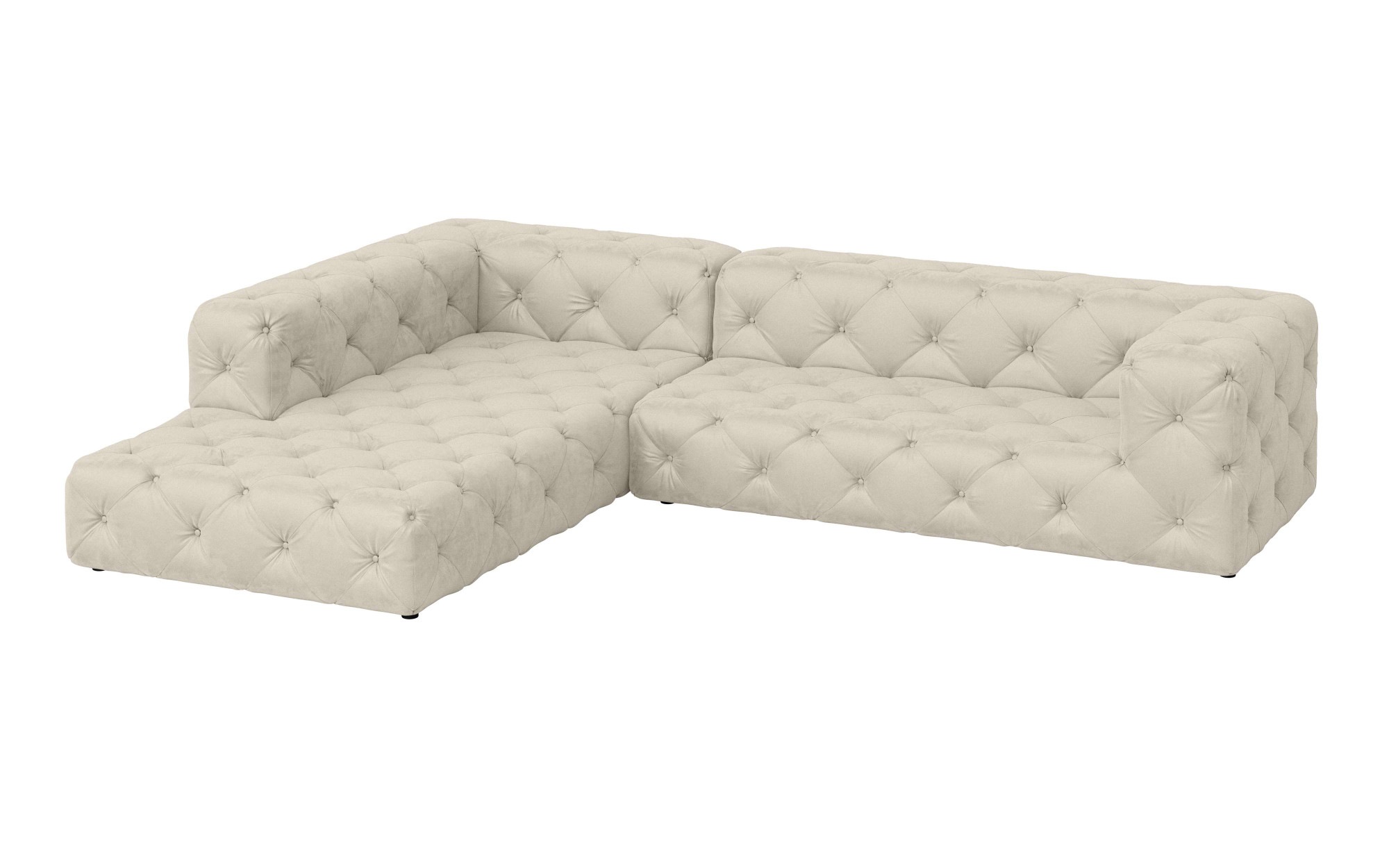 Places of Style Ecksofa »FOLLINA«, L-Form, mit klassischer Chesterfield-Knopfheftung