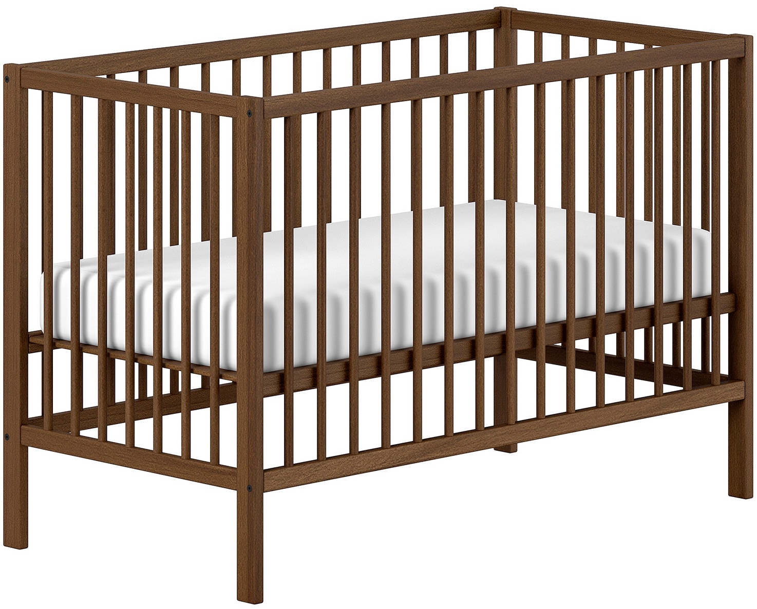 Vipack Babymöbel-Set »DINO, ideal für Ihr Kinderzimmer, Made in Europe, Buche massiv« best. aus Babybett 60/120 u. Wickelregal, 2 tlg. Liegefläche 3-fach höhenverstellbar, Ausf. Buche Nussbaumfarbig