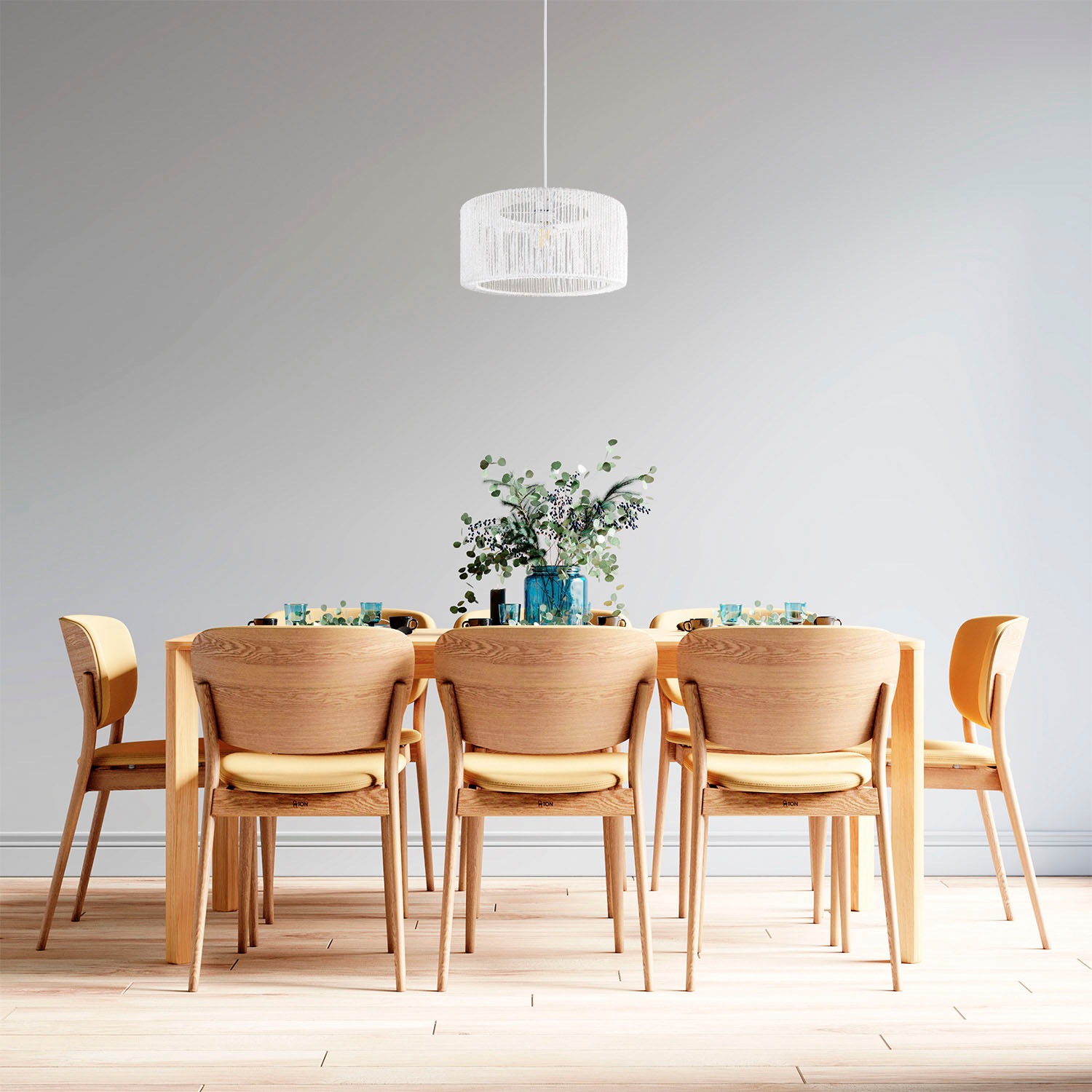 Paco Home Pendelleuchte »Hugo Reyna«, Leuchtmittel E27 | ohne Leuchtmittel, Wohnzimmer Rattan Optik Esszimmer Boho Lampenschirm Papier Groß