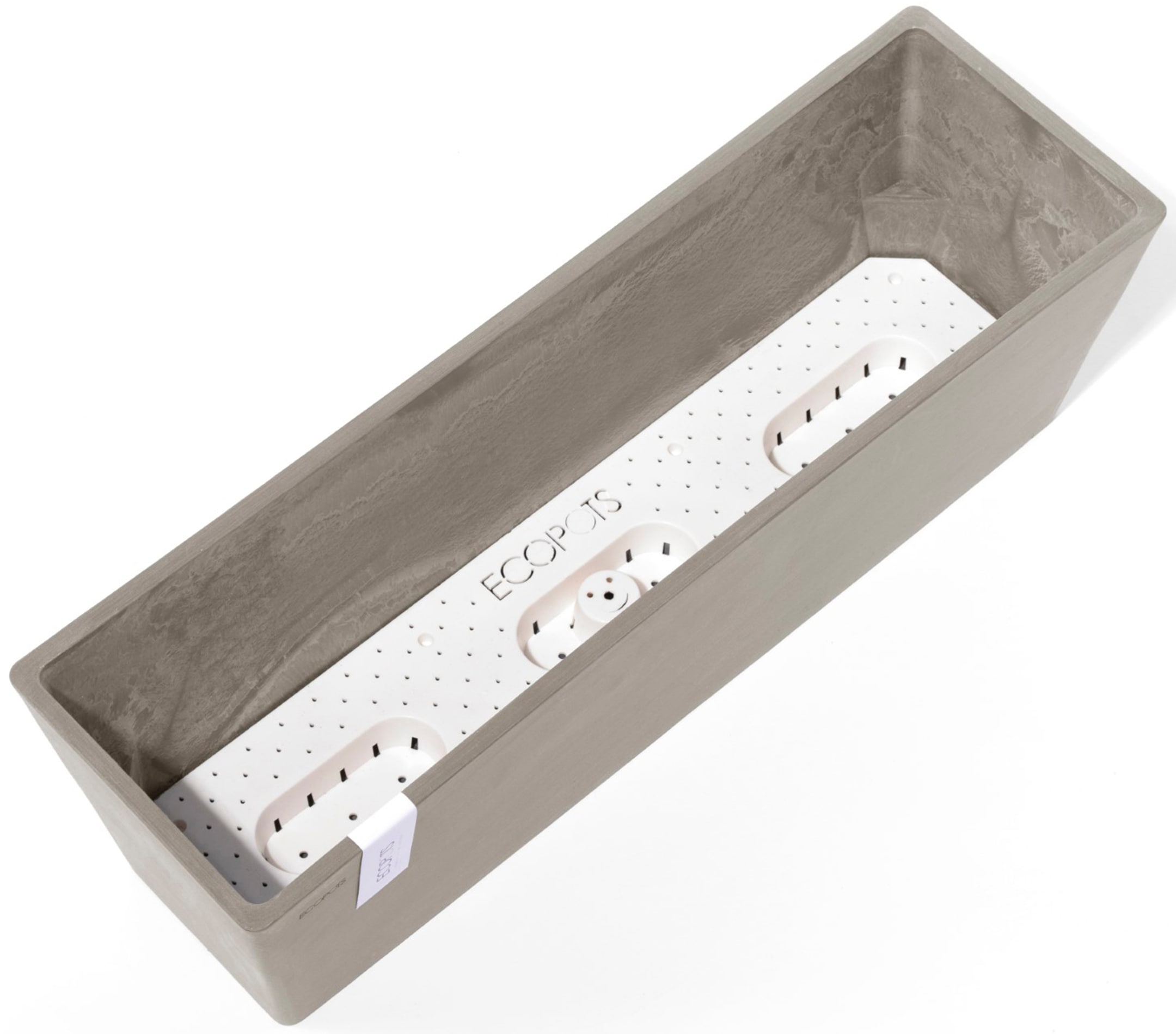 ECOPOTS Balkonkasten »Bruges 55 + Wassersystem Taupe«, für den Außenbereich: frostsicher, bruchsicher und lichtbeständig