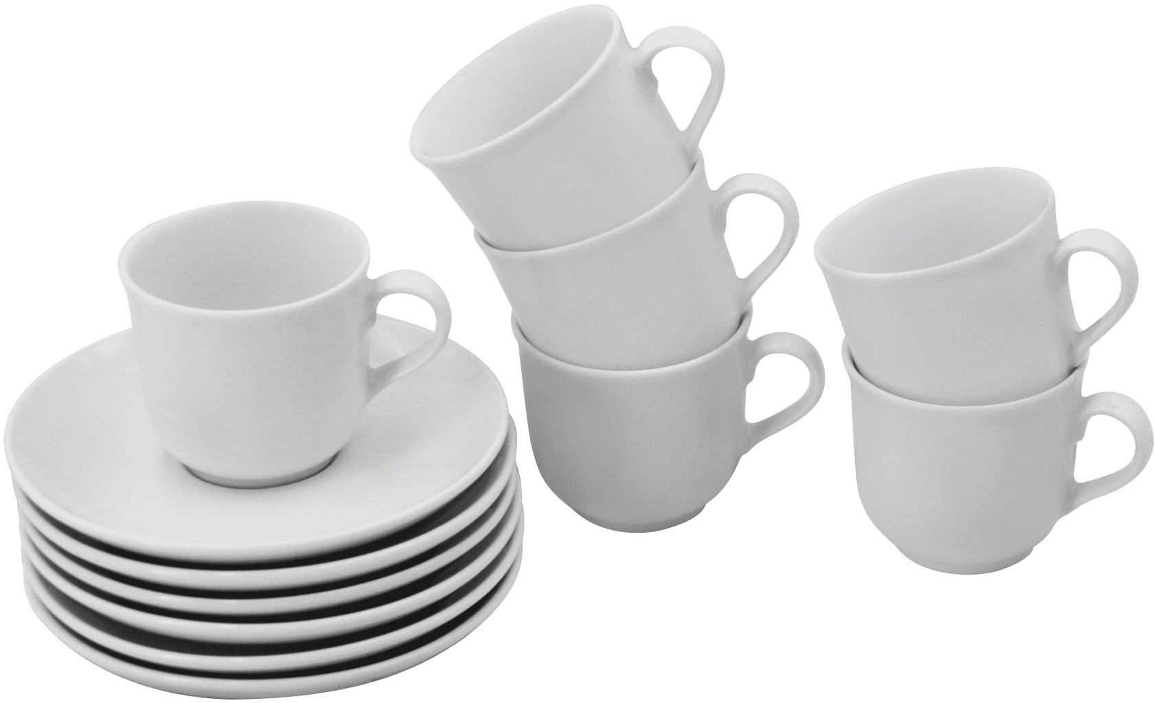 Retsch Arzberg Espressotasse »Bianca«, (Set, 12 tlg.), 6 Tassen, 6 Untertassen