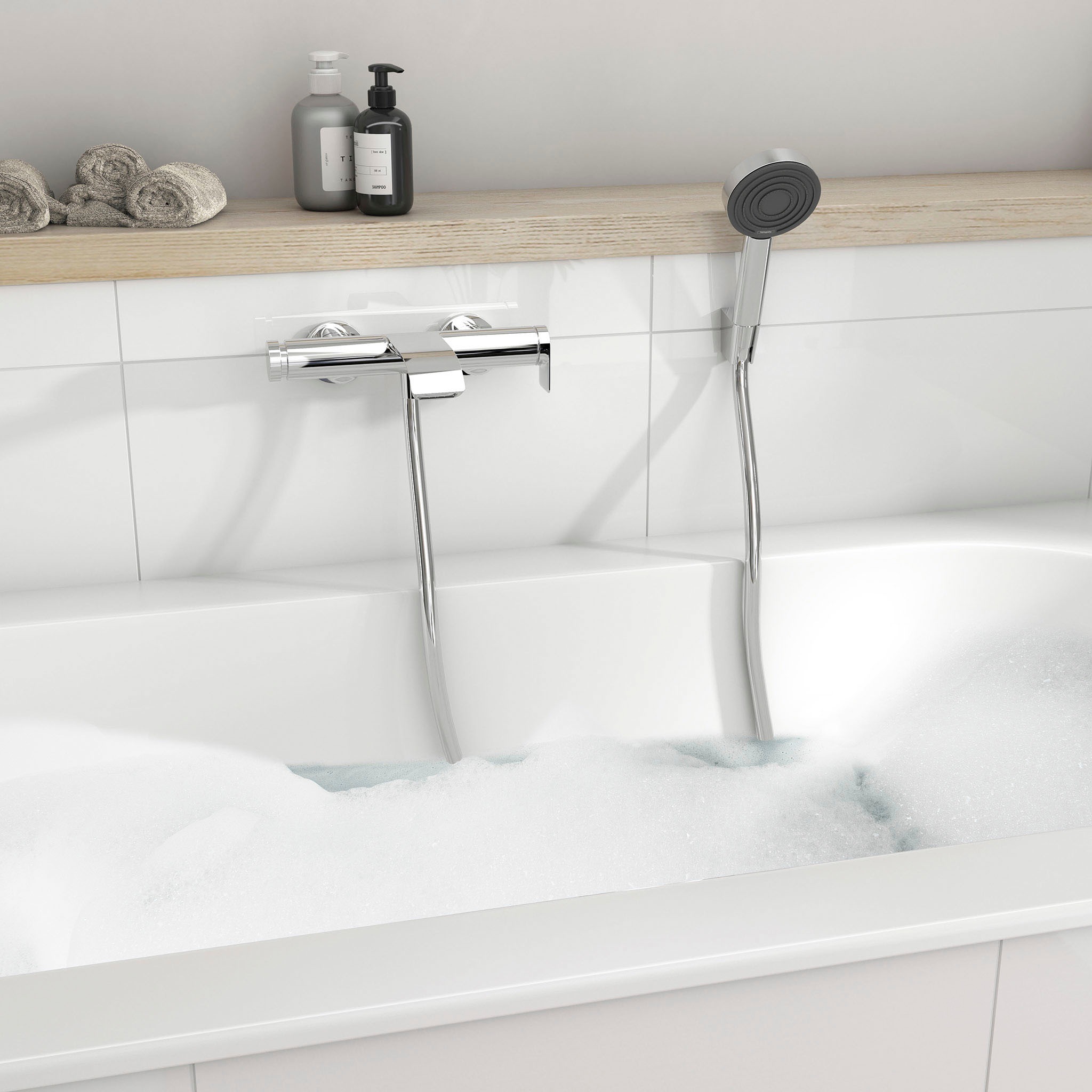 hansgrohe Duschbrause »Pulsify S«, (Brauseschlauch, Handbrause, Brausehalter), 10,5cm, 1 Strahlart mit Duschschlauch 125cm