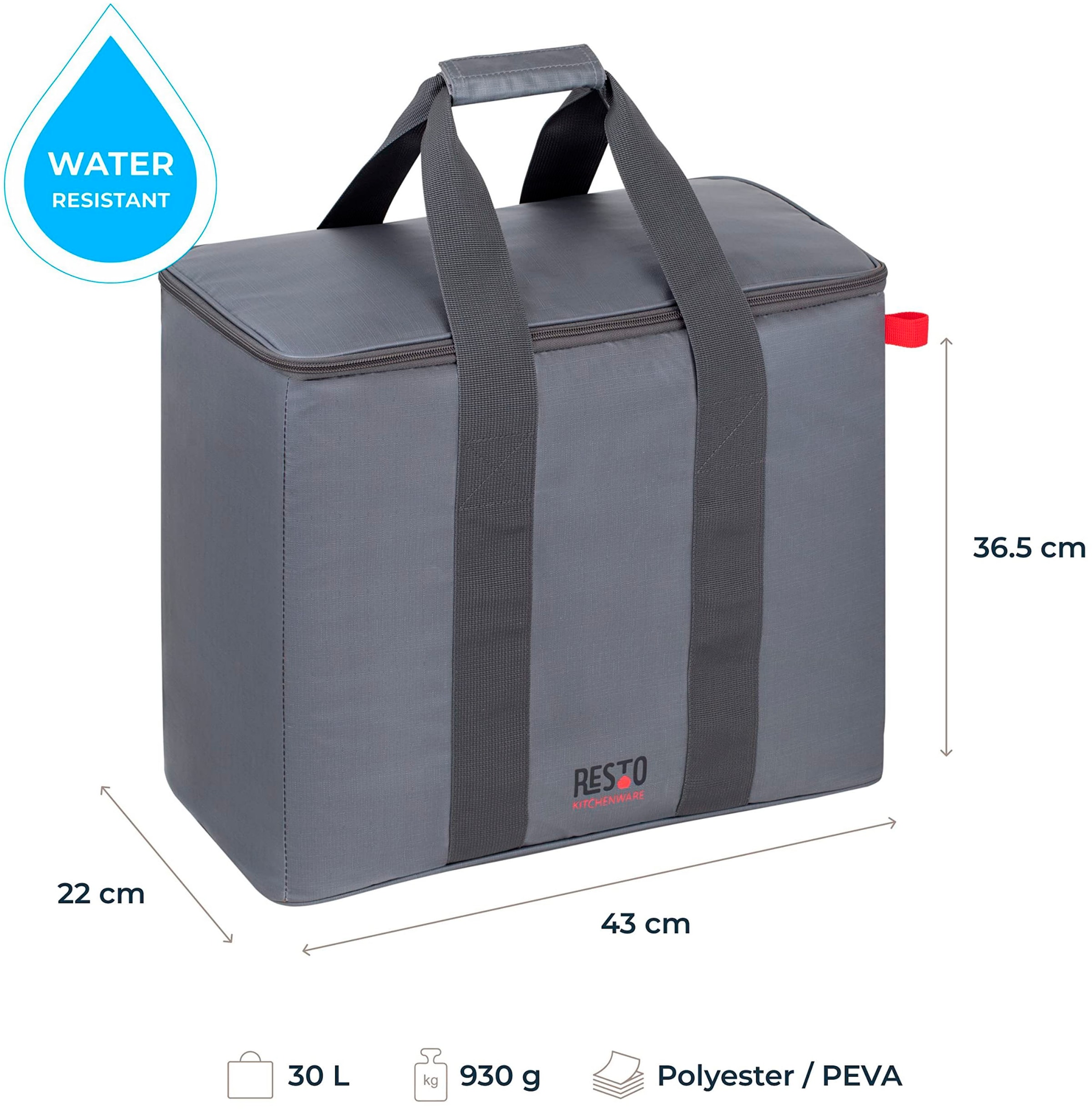 RESTO Kitchenware Kühltasche »Polis faltbare Picknicktasche Lunchtasche Thermotasche Isoliertasche«, Witterungsbeständig und absolut auslaufsicher