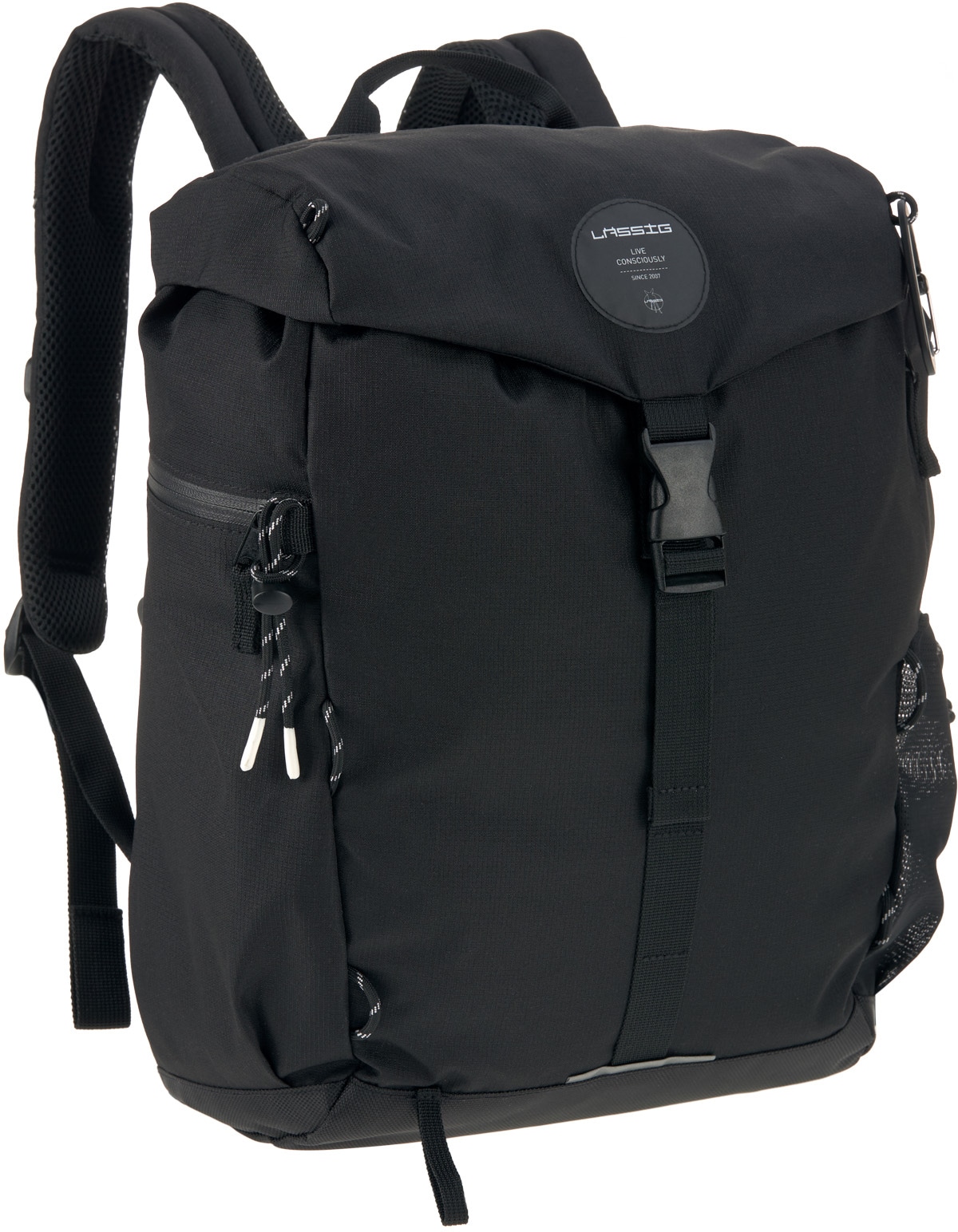 LÄSSIG Wickelrucksack »Green Label, Outdoor, Black« Reflektoren PETA-approved vegan; zum Teil aus recyceltem Material Black