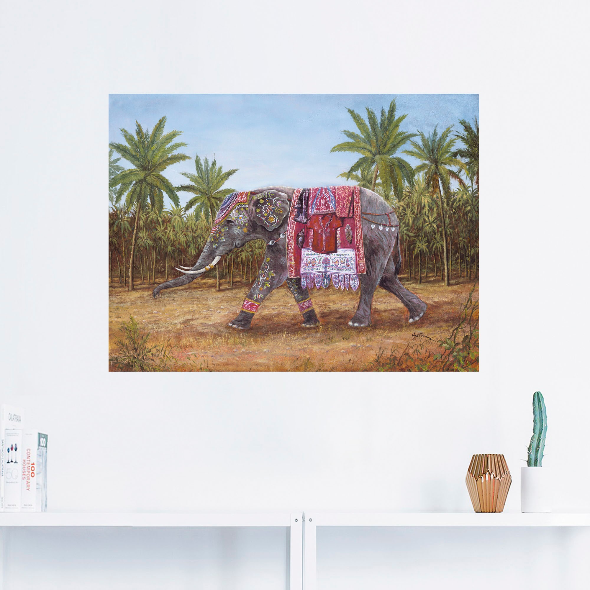 Artland Wandbild »Indischer Elefant«, Wildtiere, (1 St.), als Leinwandbild, Wandaufkleber in verschied. Größen