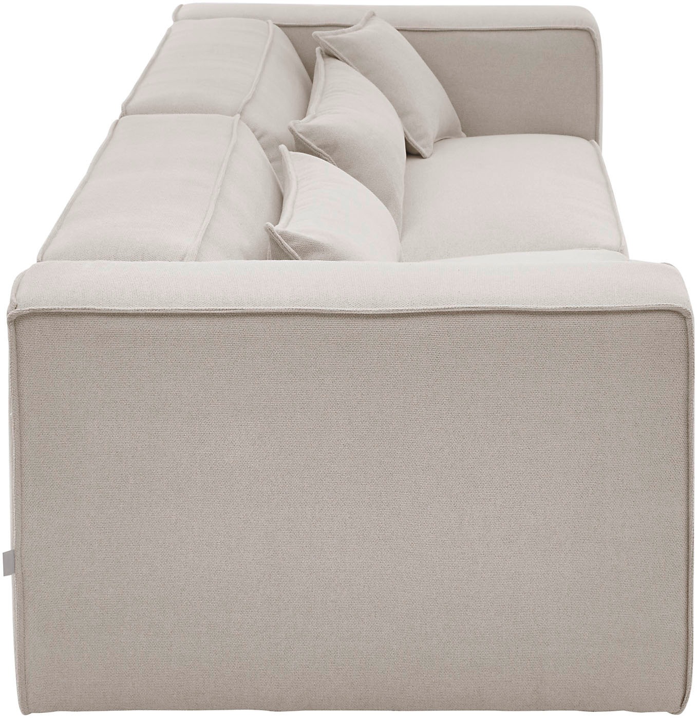 LeGer Home by Lena Gercke 3-Sitzer »PIARA, Couch mit Kedernaht, Sofa in Cord oder Leinenoptik«, schwarze Füße, bequemer Sitzkomfort