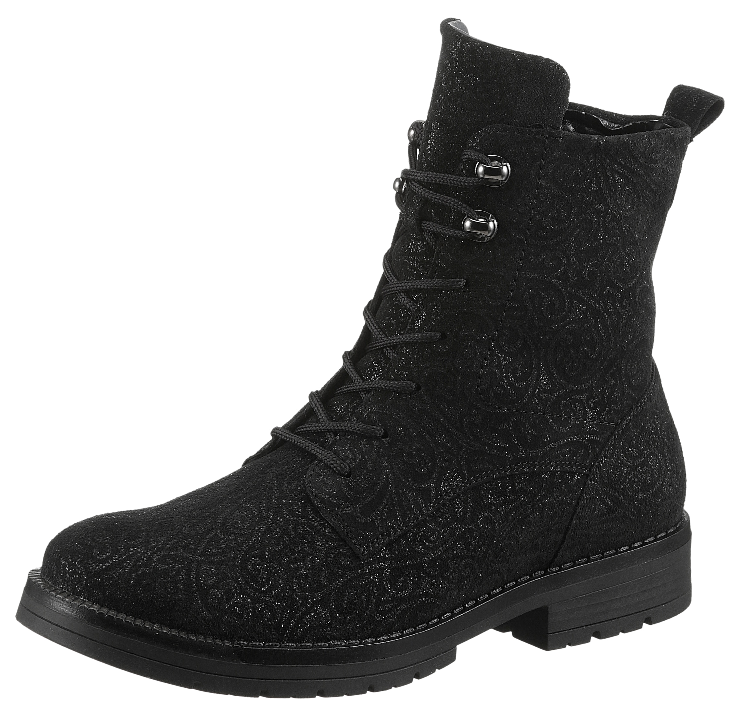 Waldläufer Schnürstiefelette »G-RAVINA«  Schnürboots, Blockabsatz, in floraler Optik, Komfortweite G (=weit)