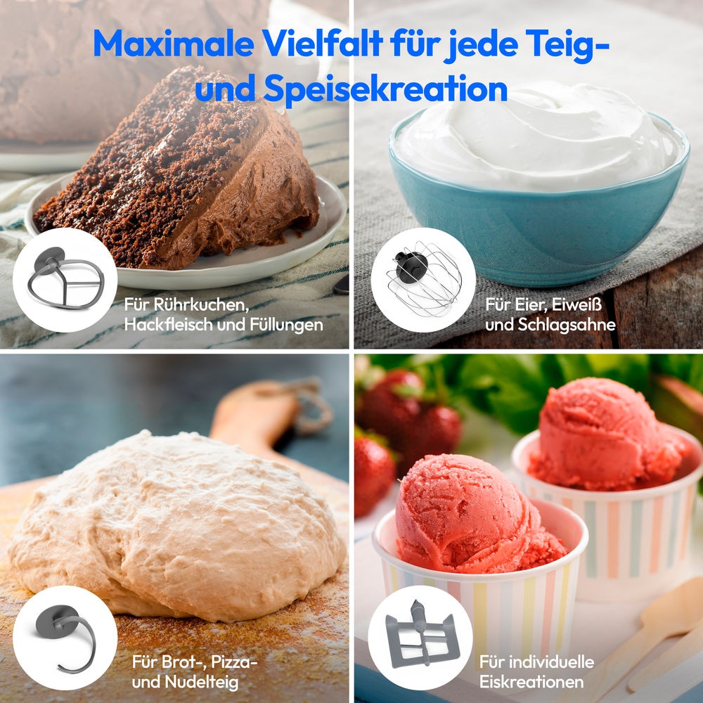 Medion® Küchenmaschine »MD 18442 8 Geschwindigkeitsstufen, titan«, titan