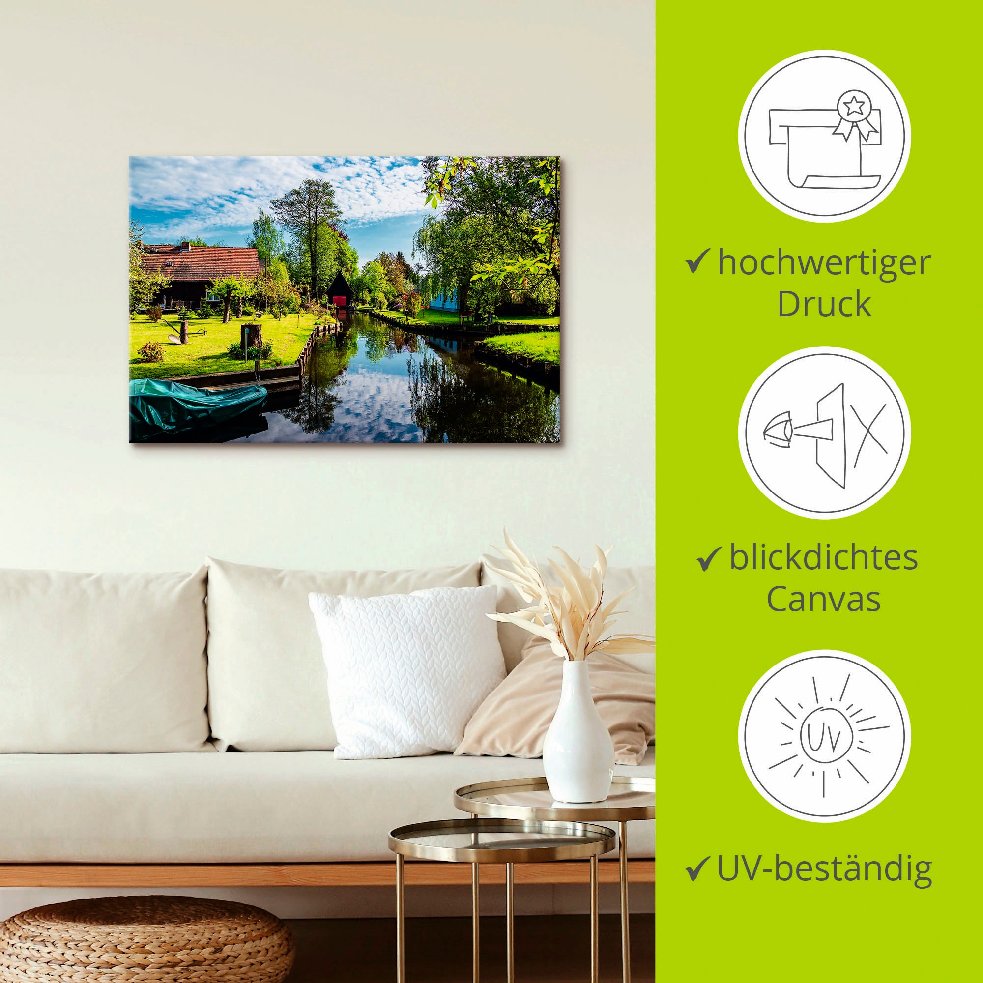 Artland Wandbild »Gebäude im Spreewald in Lehde I«, Gebäude, (1 St.), als Leinwandbild, Wandaufkleber in verschied. Größen