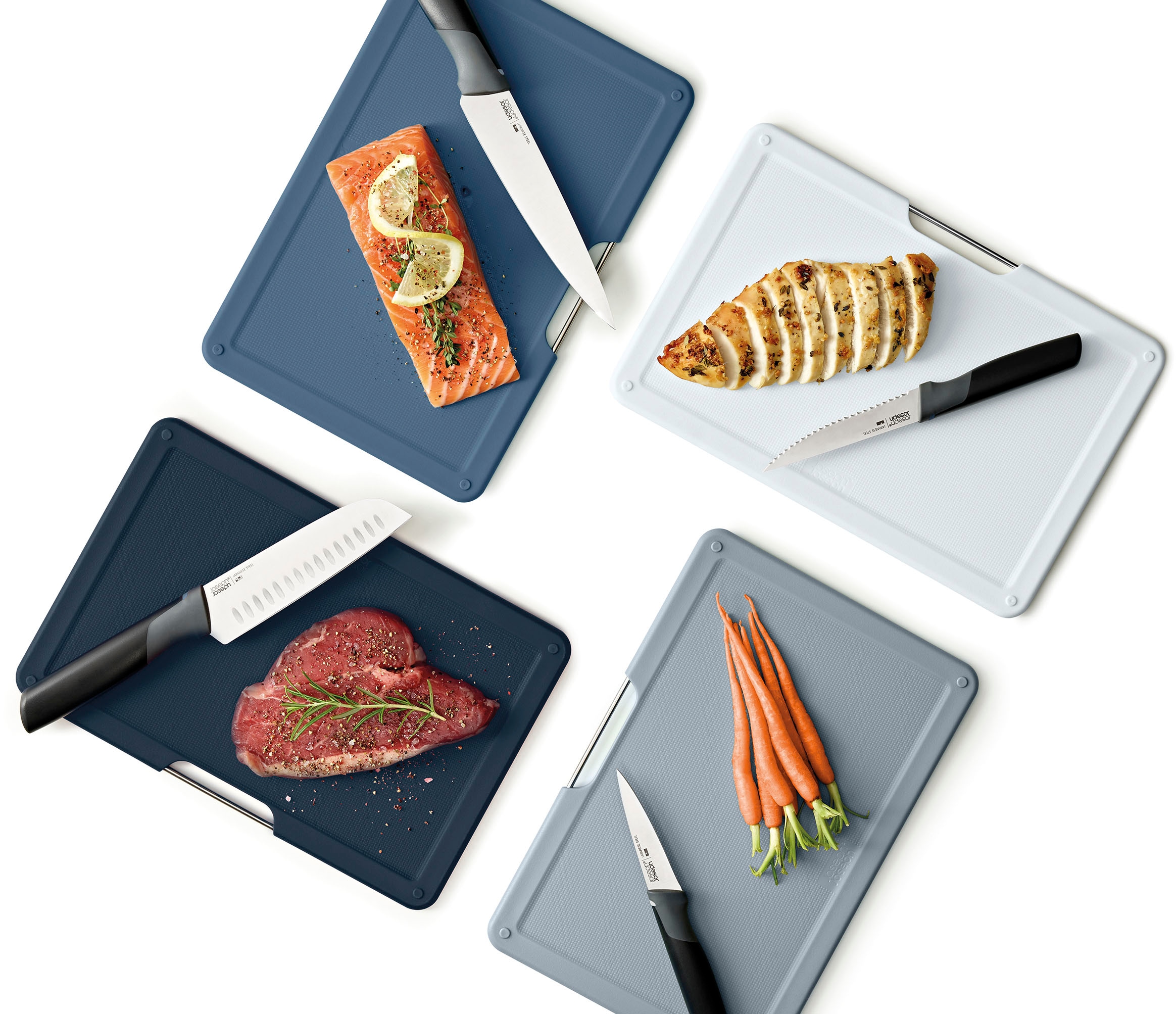 Joseph Joseph Schneidebrett »Folio™ Plus«, (Set, 9 St.), japanische Edelstahlklingen