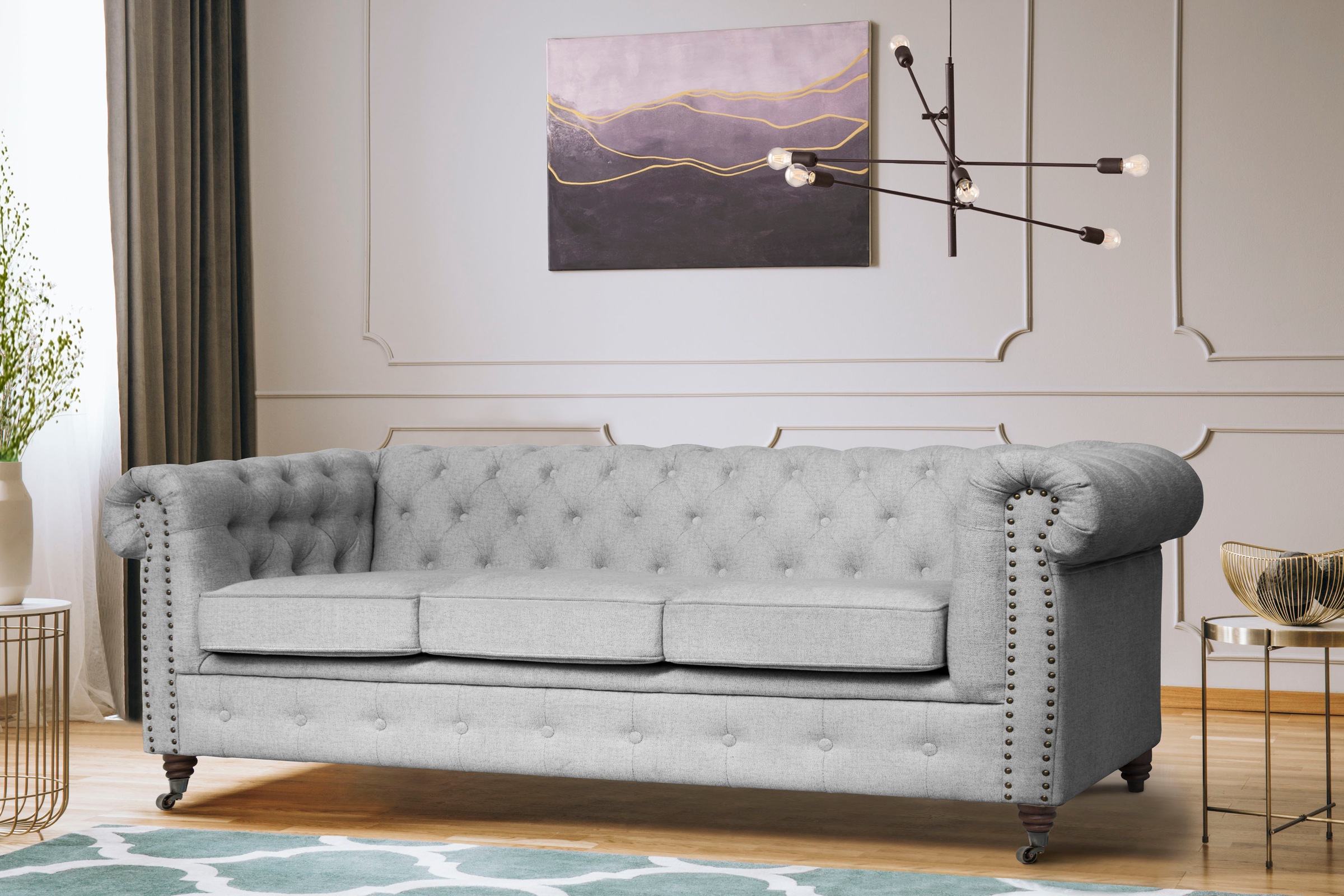 Home affaire Chesterfield-Sofa »Aarburg«, aufwändige Knopfheftung und Ziernägel im Chesterfield-Design