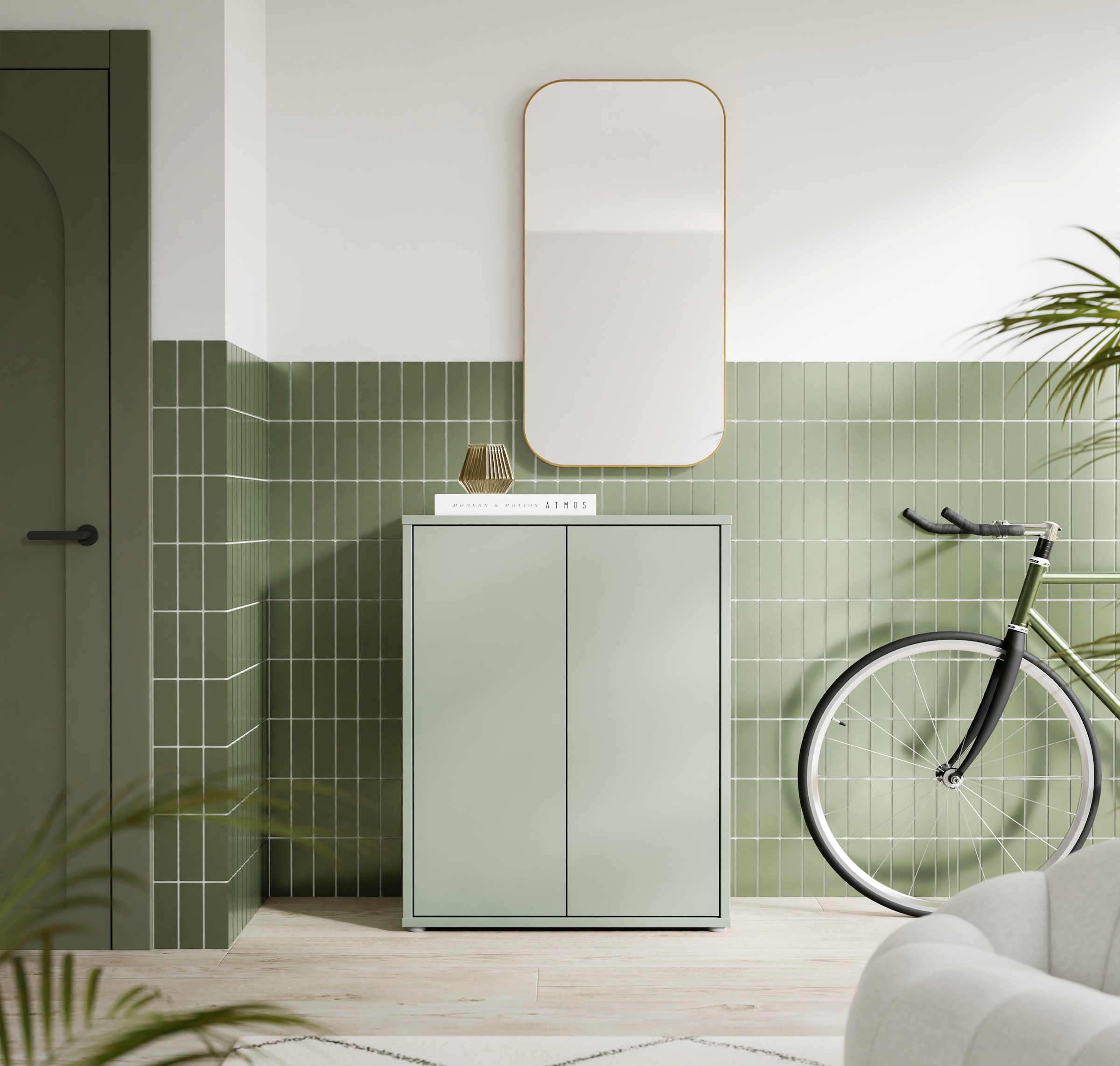 FORTE Schuhschrank »Alice Springs, Schuhschrank, Platz für 15 Paar Schuhe, 2 Türen« B/H/T 74,5/99,1/34,9 cm,  Stauraumschrank, Mehrzweckschrank, grifflose Front, Push to open