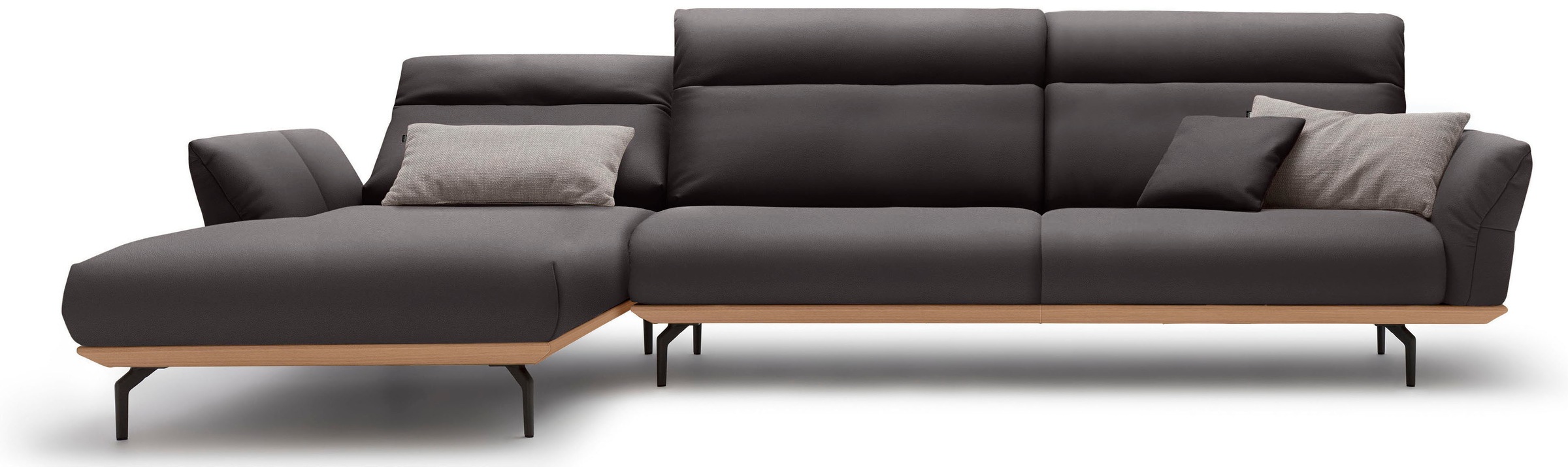 Creation BY ROLF BENZ Ecksofa »CR.460«, Sockel in Eiche, Winkelfüße in Umbragrau, Breite 338 cm