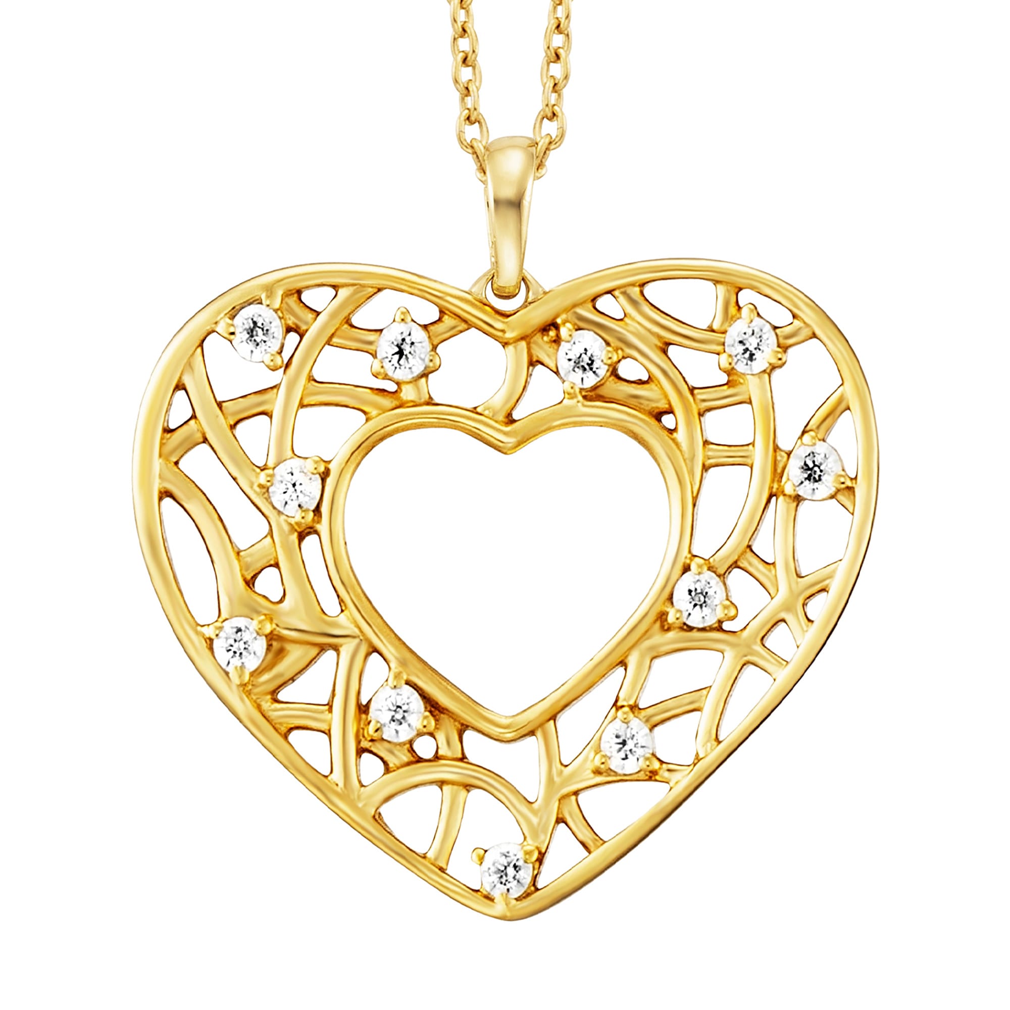 Julie Julsen Kette mit Anhänger »925/- Sterling Silber vergoldet Herz 11 Zirkonia«