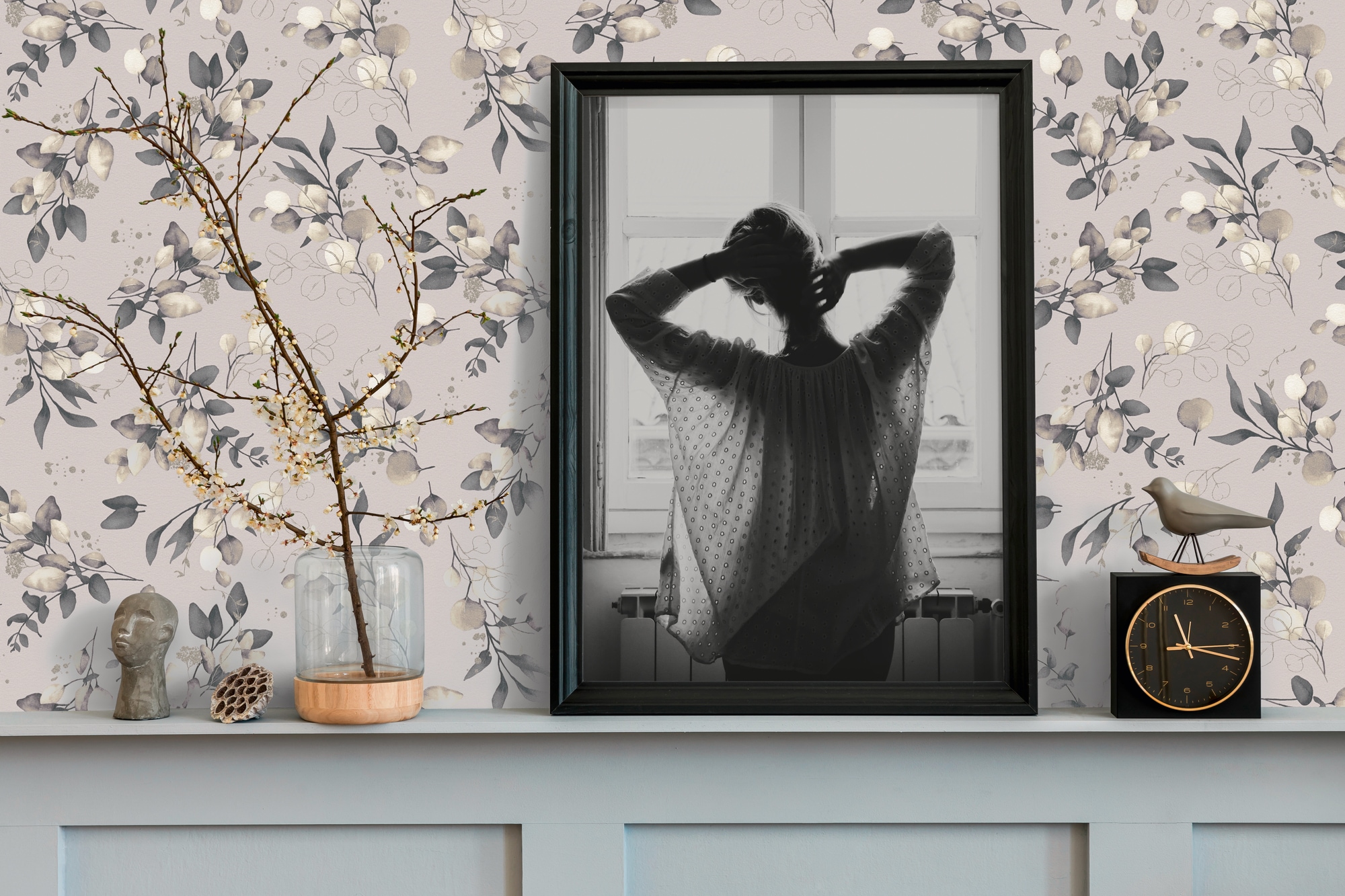A.S. Création Vliestapete »Pure Elegance Blumen-Tapete Mustertapete Blümchen Blattmuster«, leicht glänzend, Vliestapete floral für Schlafzimmer Küche Wohnzimmer Blumen Design