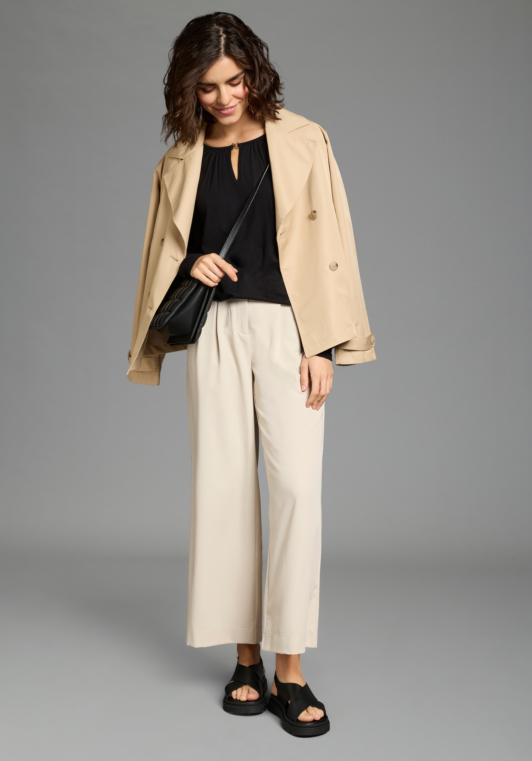 Laura Scott Longsleeve mit Schmuckelement, elastischer Bund