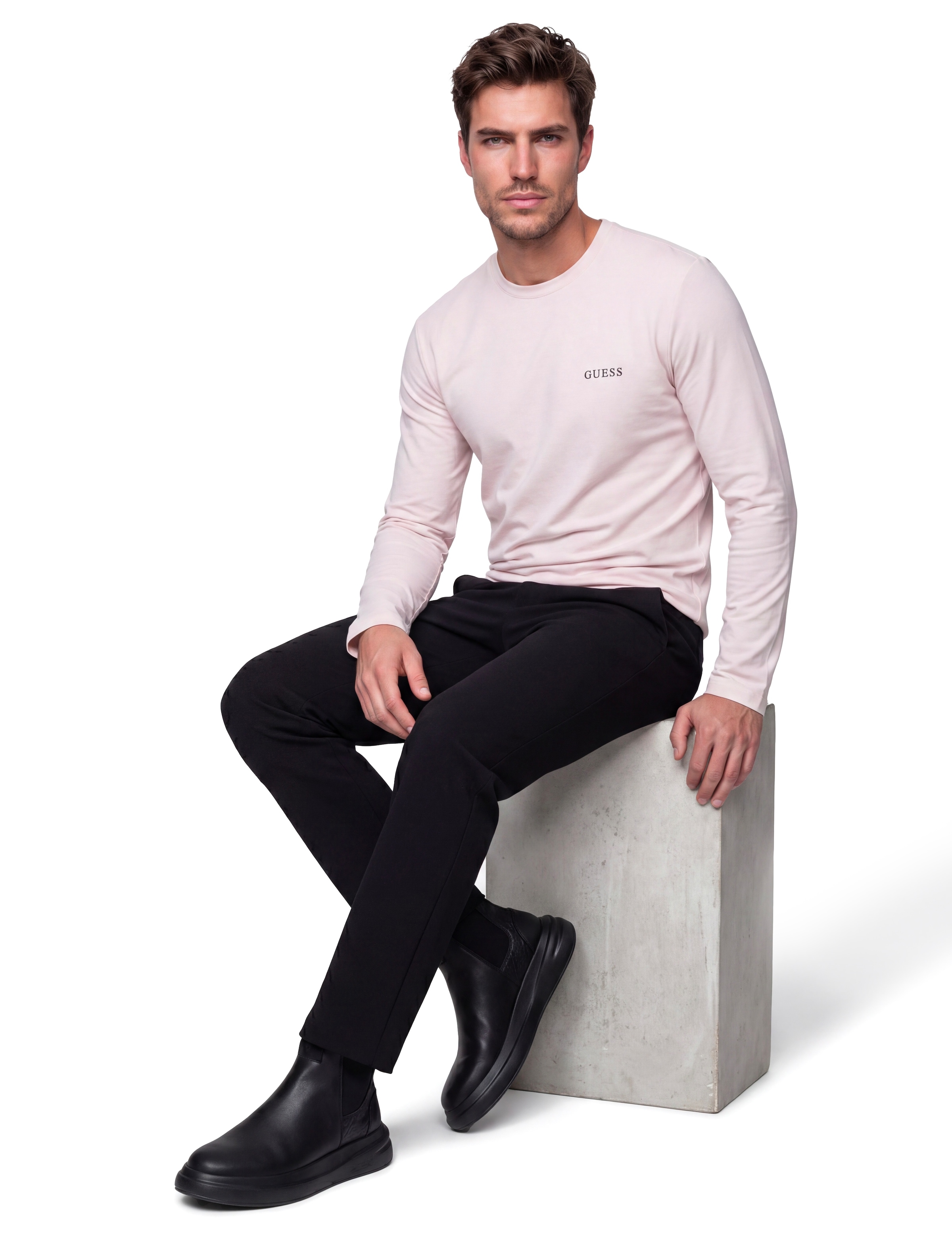 Guess Langarmshirt »TEE CN LS 3 PACK« Packung, 3 aus reiner Baumwolle