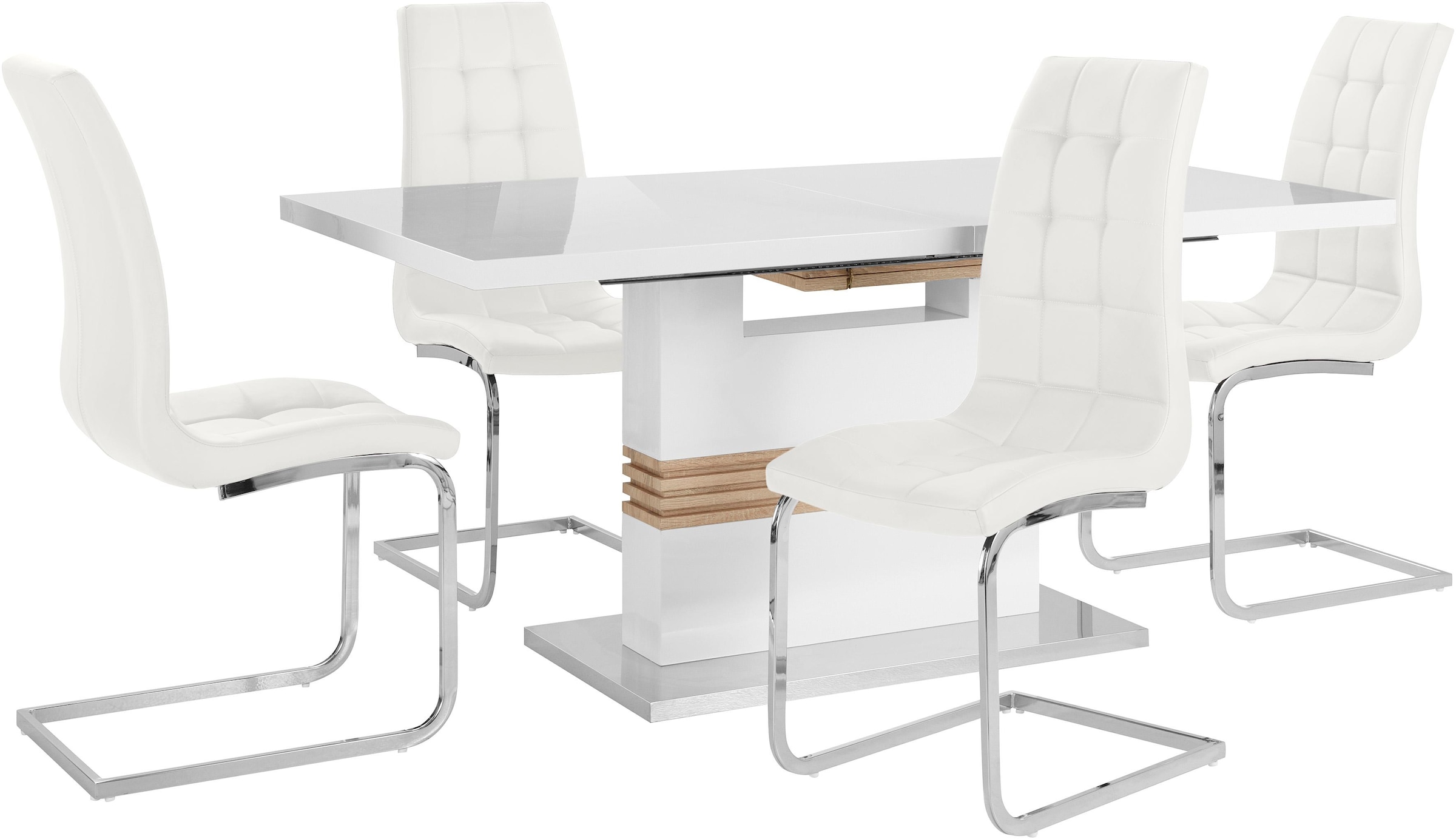 INOSIGN Essgruppe »Perez/Lola«, (Set, 5 tlg.), Tisch Stühlen, Breite 4 mit bestellen ausziehbar, auf Raten cm 160-200