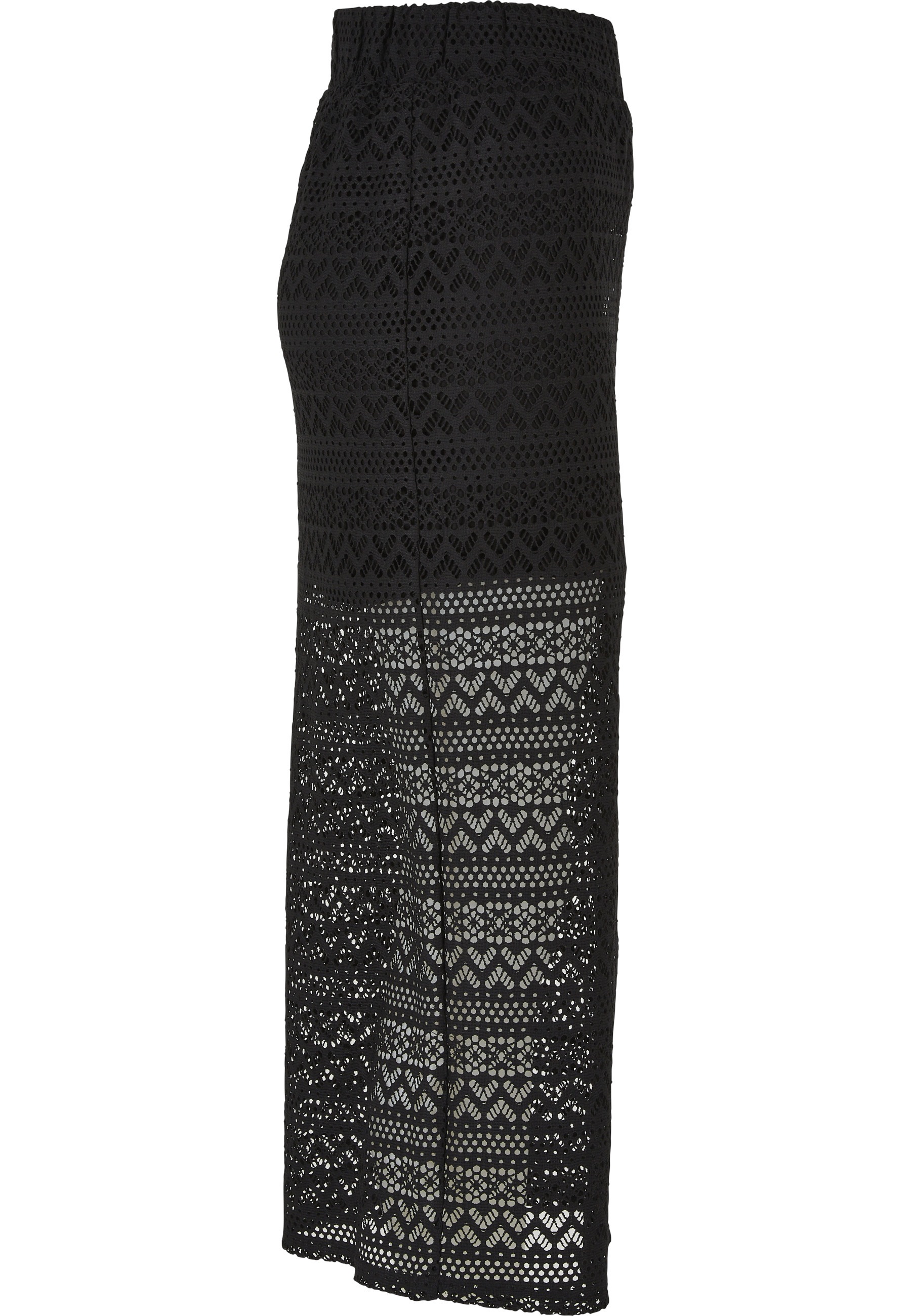 URBAN CLASSICS Jerseyrock »Urban Classics Damen Ladies Stretch Crochet Lace Midi Skirt« 1 Stk.