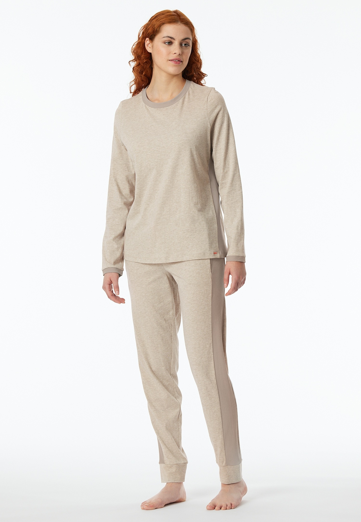 SCHIESSER Pyjama »Casual Essentials« 2 Stk. tlg., mit lässigem Loose-Fit-Schnitt 400-natur 48 48 Damen-Schlafanzug von Schiesser