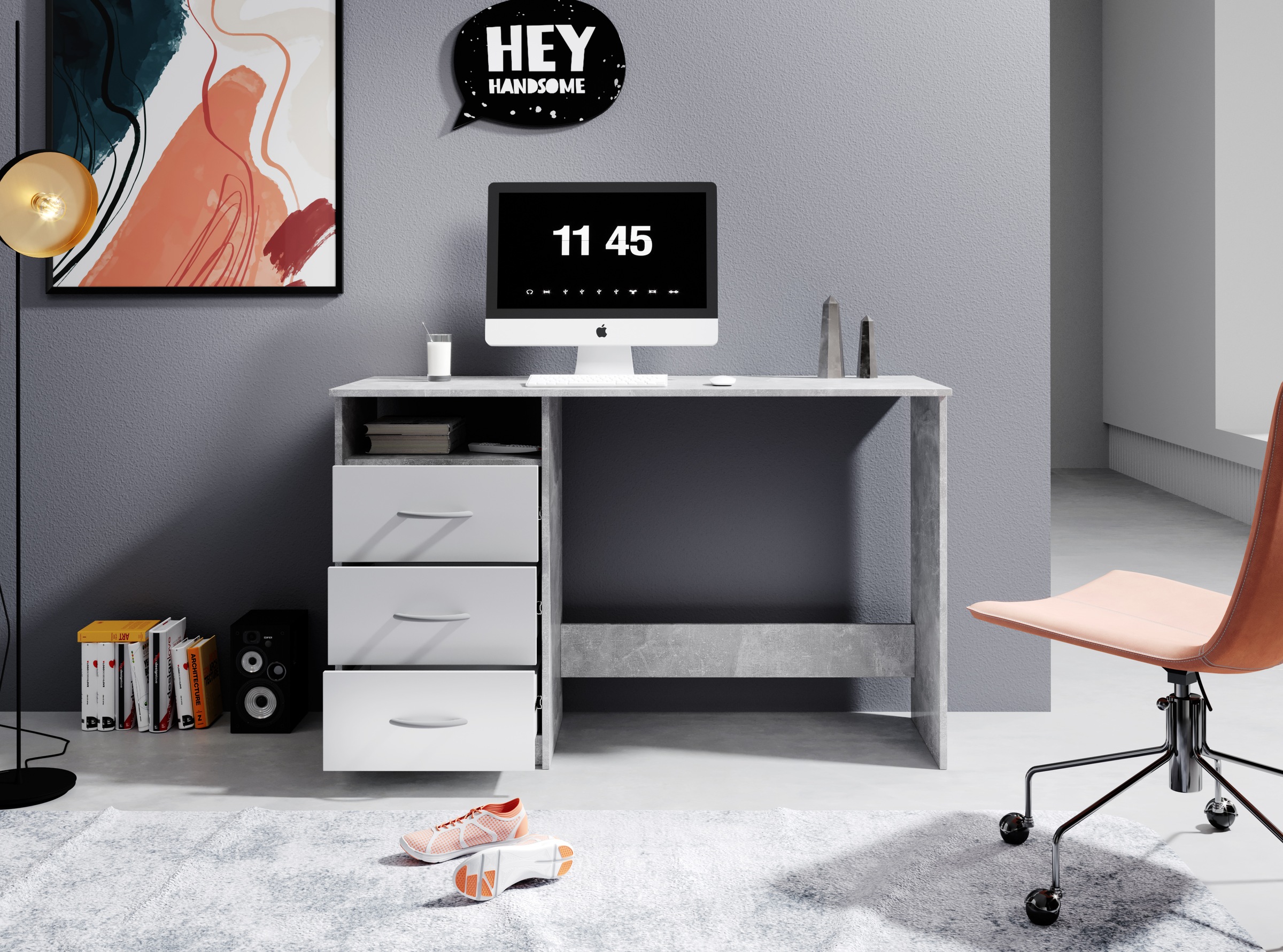 BEGA OFFICE Schreibtisch »Adria, Computertisch,«, Schubkästen rechts oder links montierbar, Breite 123 cm