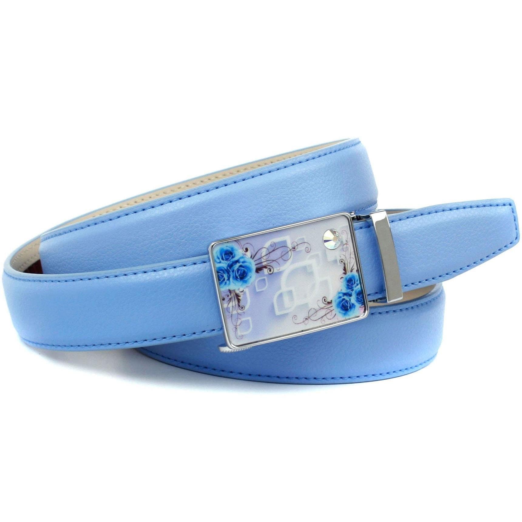 Anthoni Crown Ledergürtel, stilvoll in hellblau mit silberfarbener Schließe  jetzt bestellen