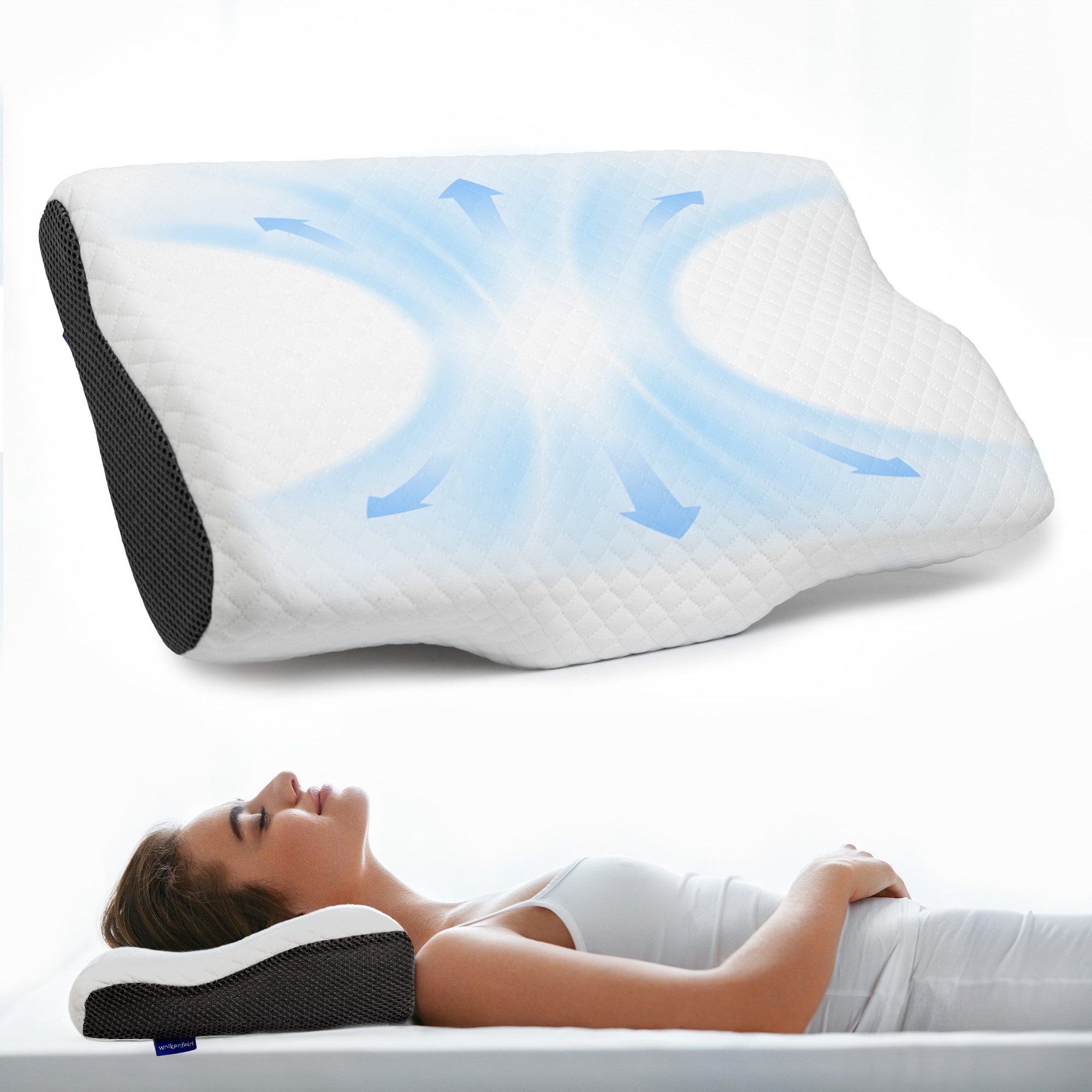 Wolkenfeld Nackenrolle »Arnold-Nackenkissen« Memory Foam Nackenkopfkissen – für Seiten-, Rücken- & Bauchschläfer