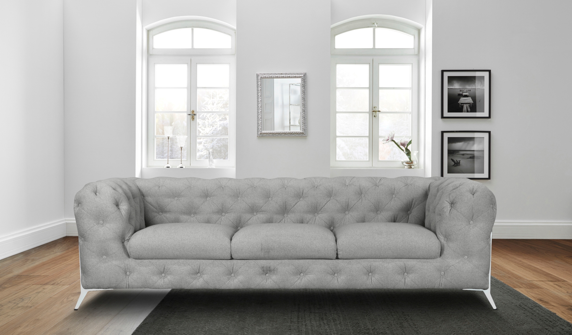 Leonique Chesterfield-Sofa »Amaury«, aufwändige Knopfheftung, moderne Chesterfield Optik, Fußfarbe wählbar