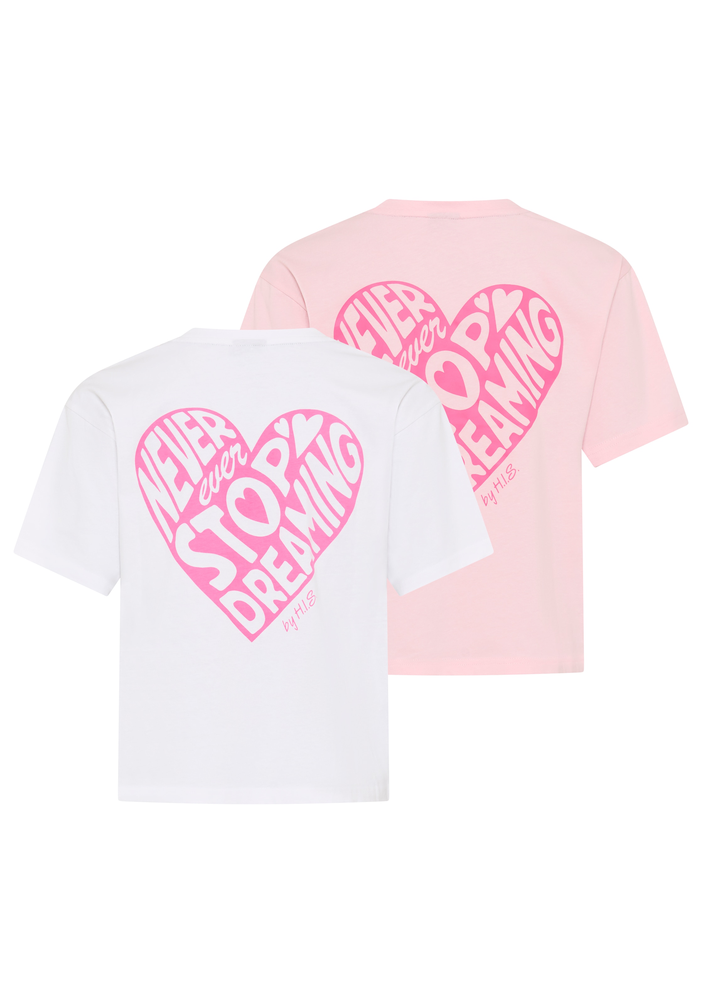 H.I.S T-Shirt »2er Pack H.I.S Shirts mit Rückenprint für Mädchen« Packung, 2, 2 tlg. für Mädchen, lässige Passform, kurze Ärmel, mit Logodruck