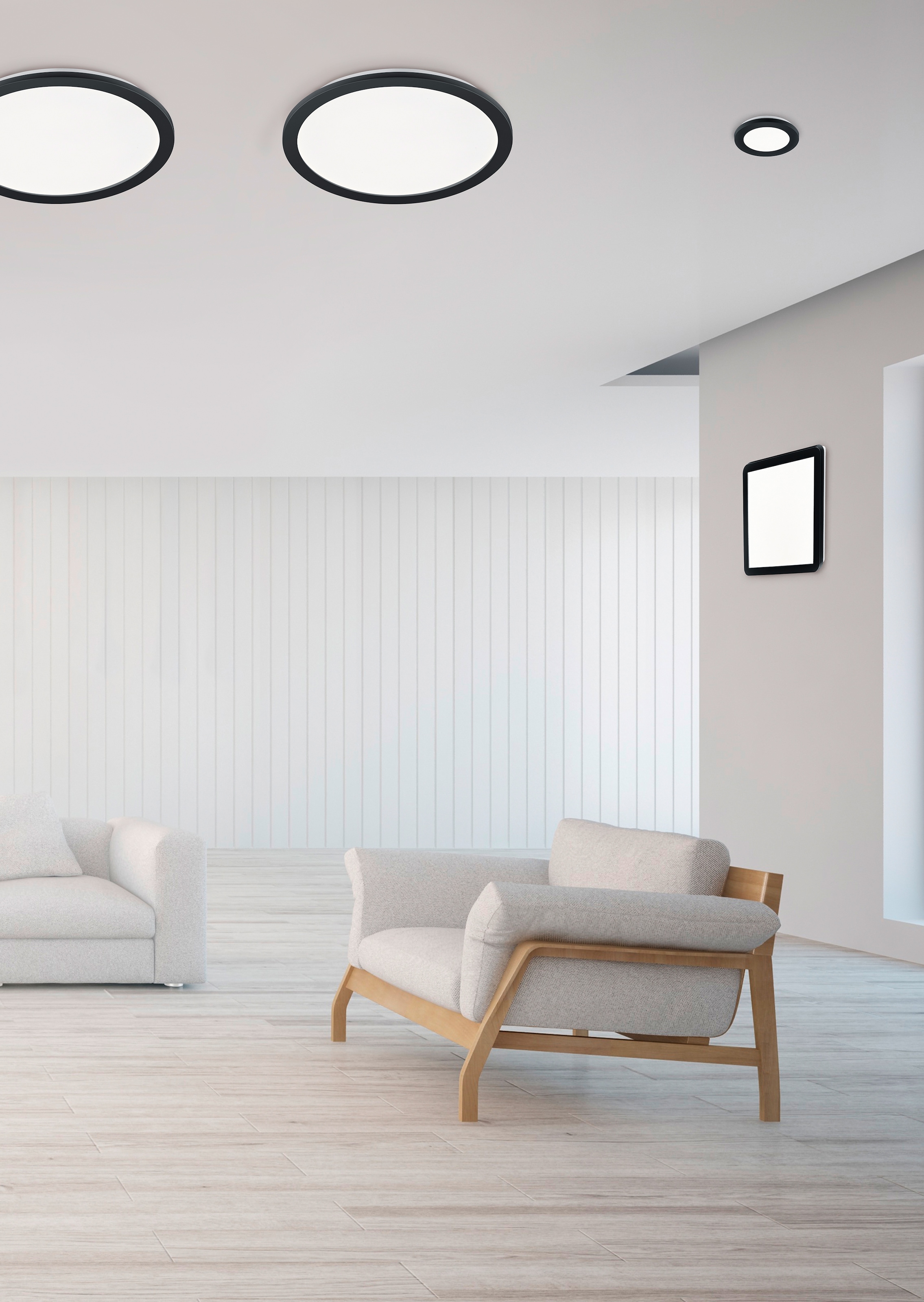 REALITY Leuchten LED Deckenleuchte »Camillus«, 1 flammig, Leuchtmittel LED-Board | LED fest integriert, matt schwarz Switch Dimmer, warmweiß 3000 K, Badezimmer geeignet, IP44
